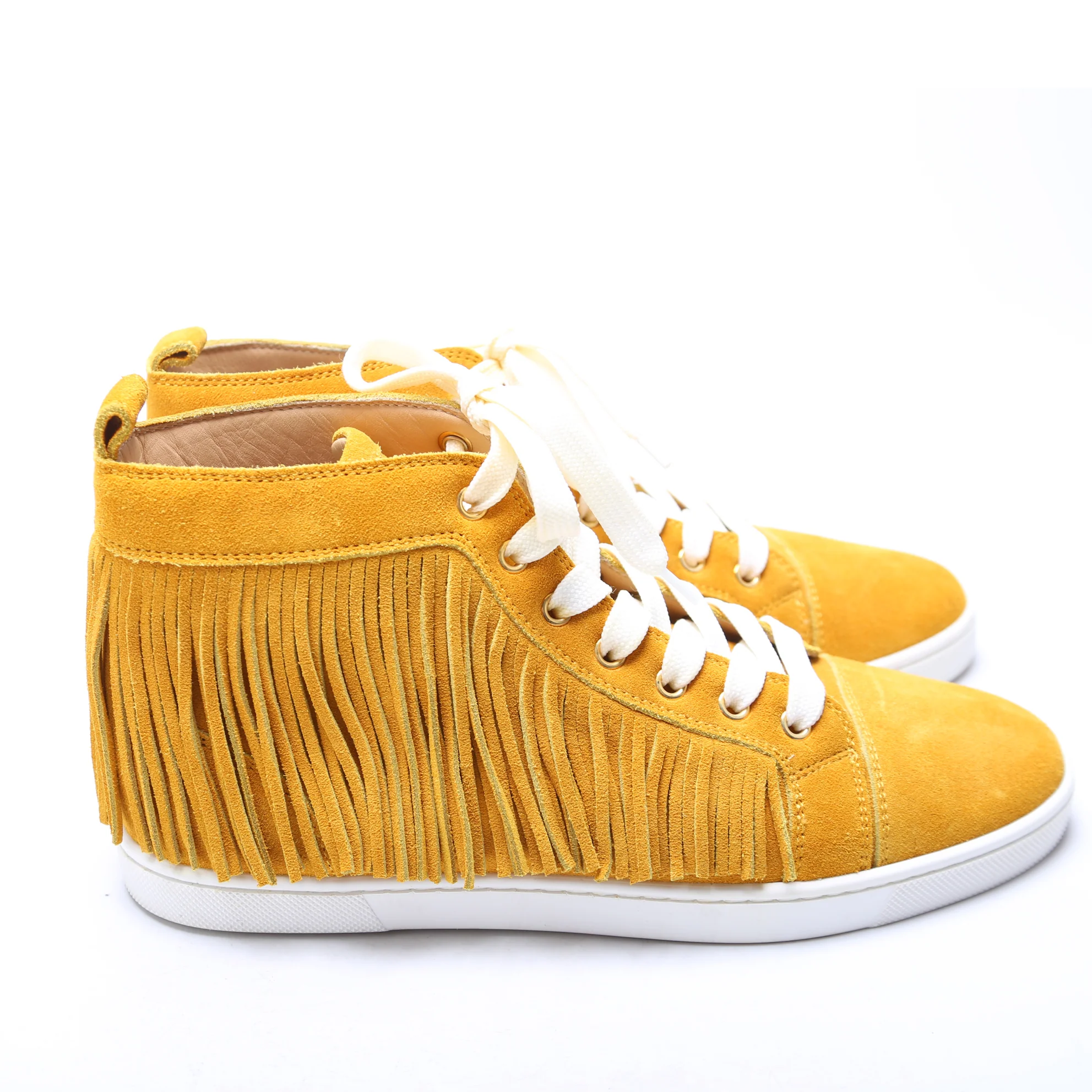 Frangine Crosta Suede Flat Sneakers Size 39.5 Yellow - Image 3