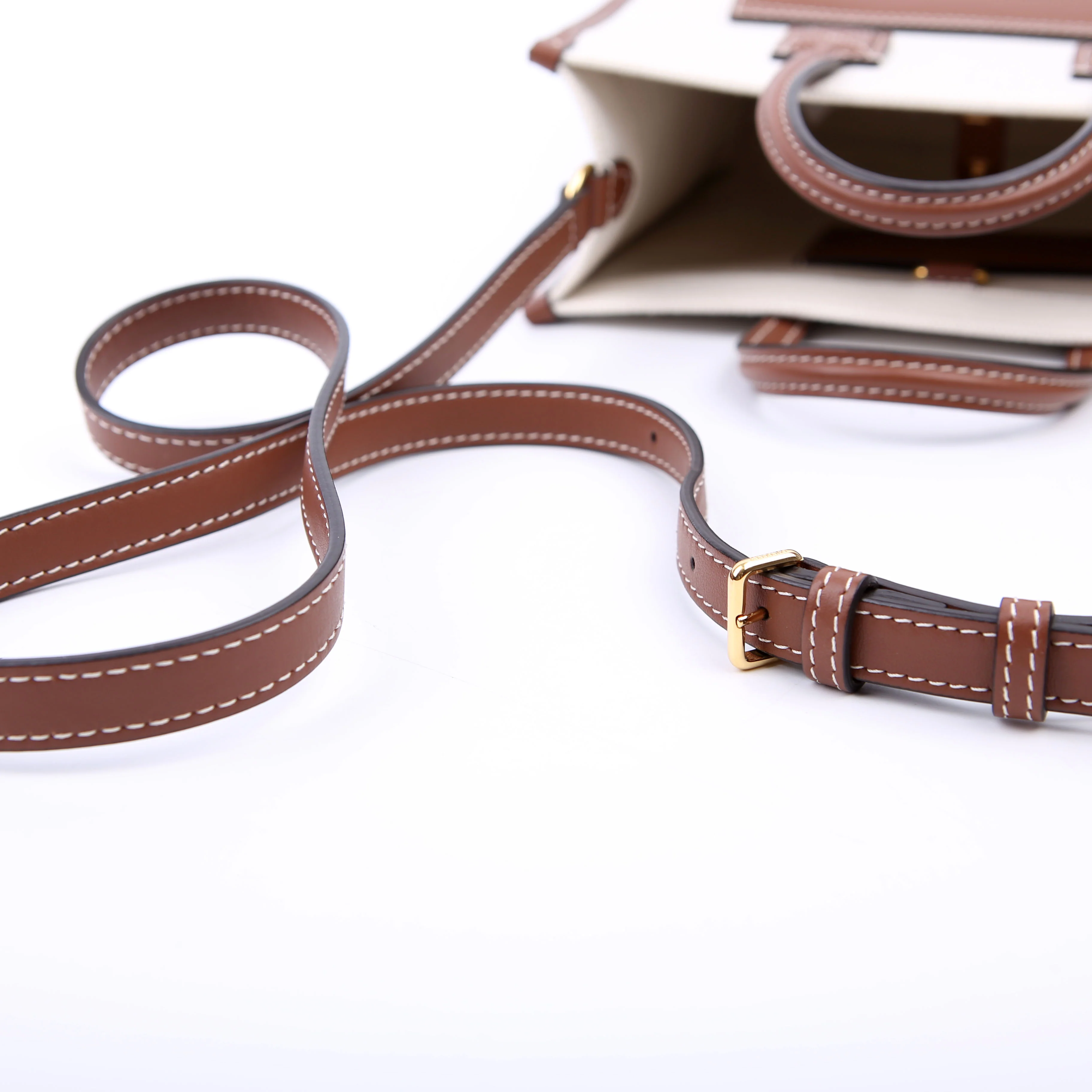 Freya Canvas Mini Tote Beige/Brown - Image 13