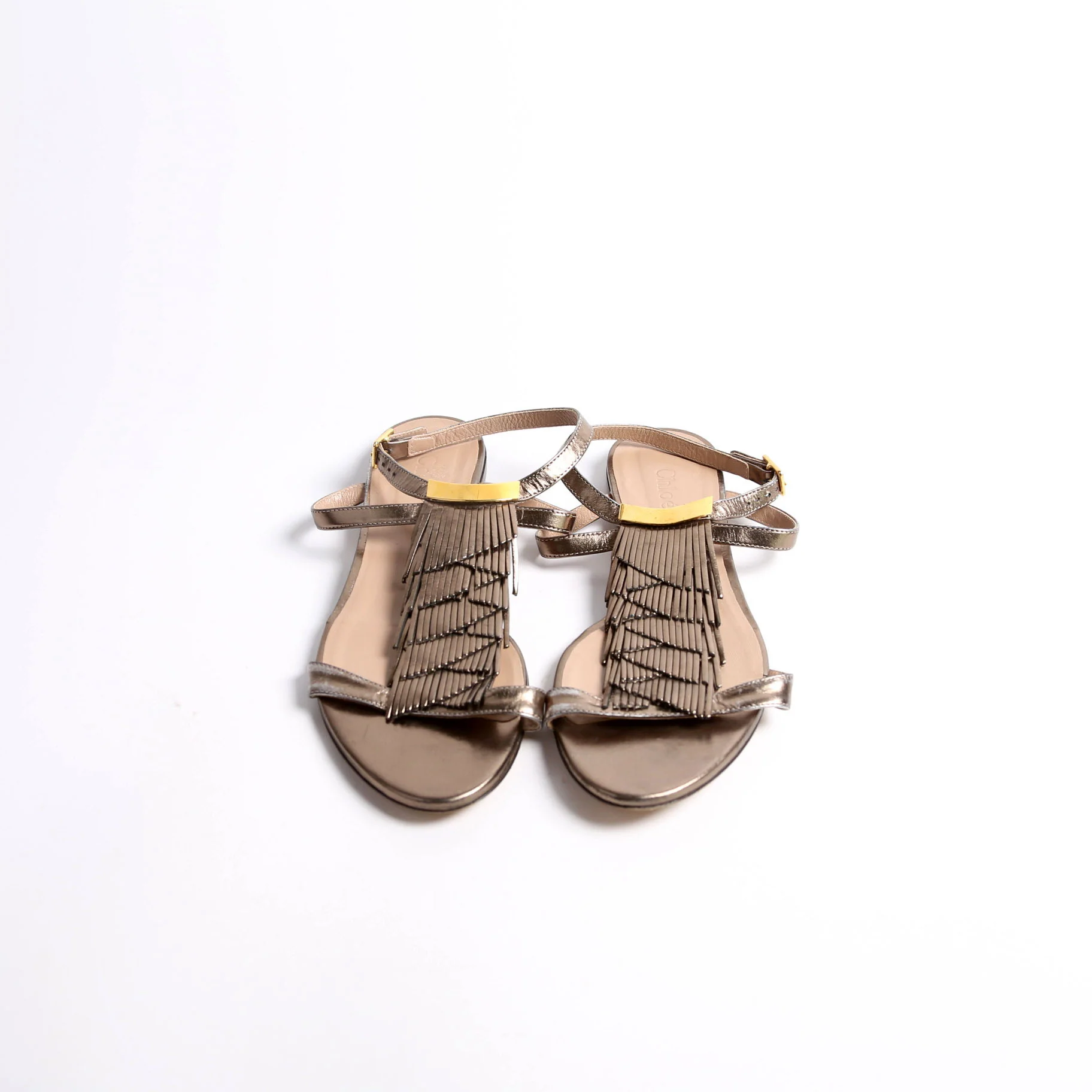 Fringe Anklewrap Sandals Size 39 Bronze - Image 2