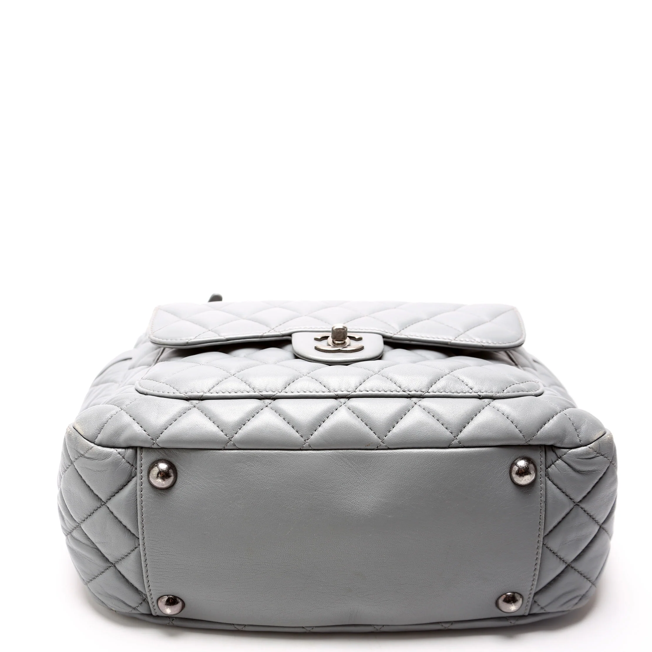 Front Pocket Flap Hobo Quilted Lambskin 20M Grey - Image 4
