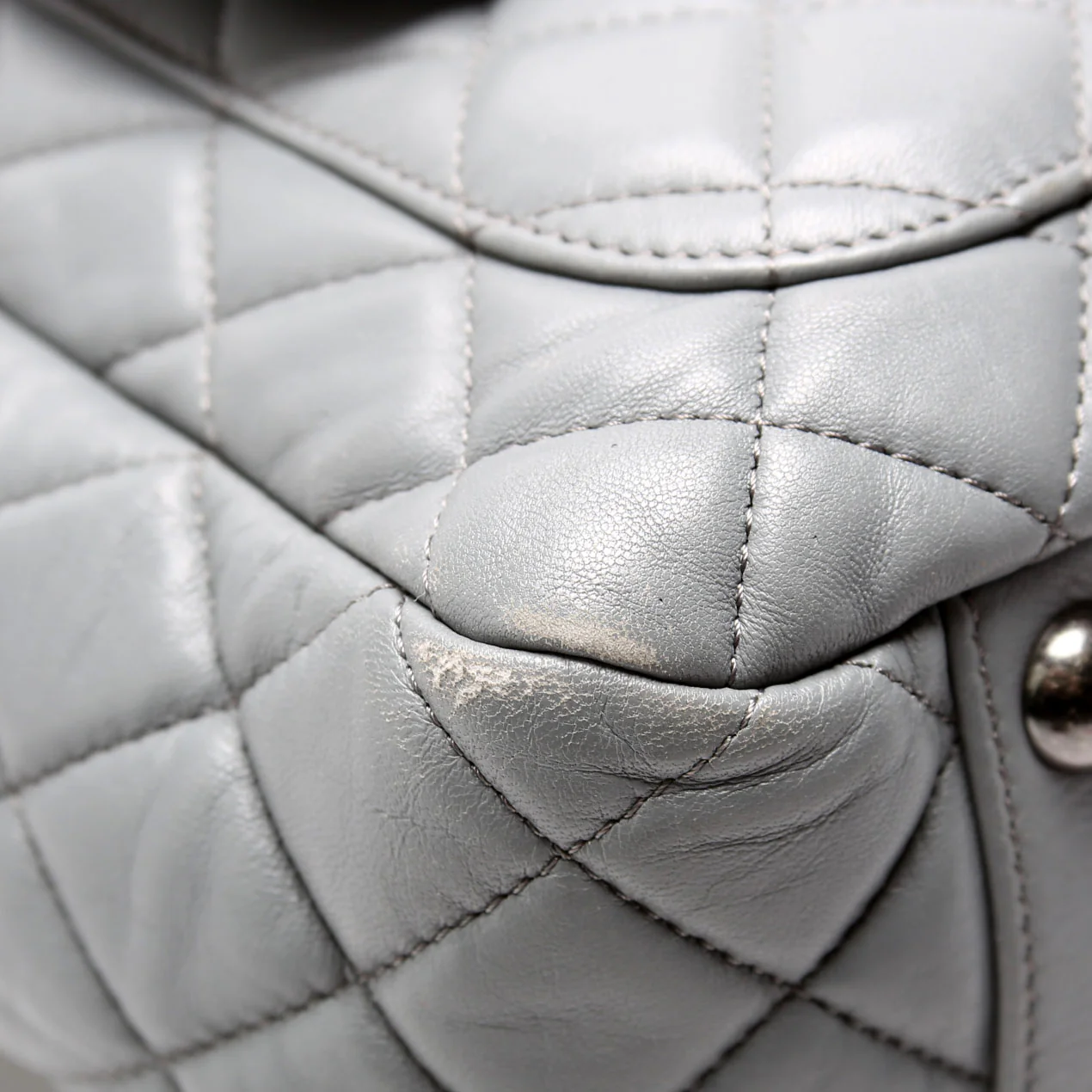 Front Pocket Flap Hobo Quilted Lambskin 20M Grey - Image 5
