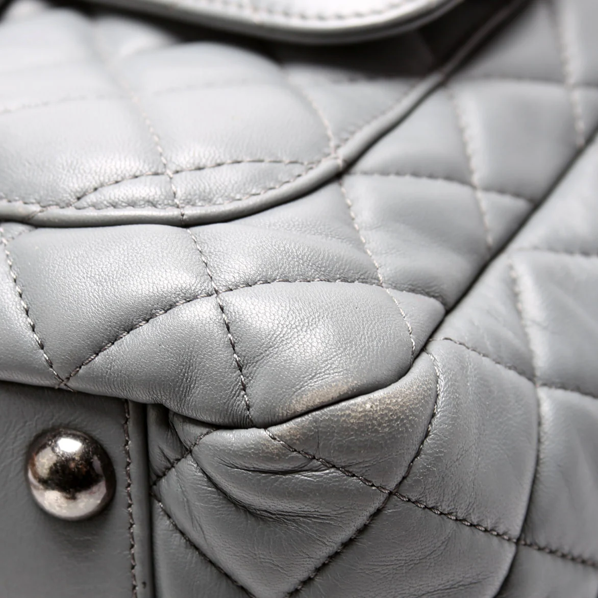 Front Pocket Flap Hobo Quilted Lambskin 20M Grey - Image 6