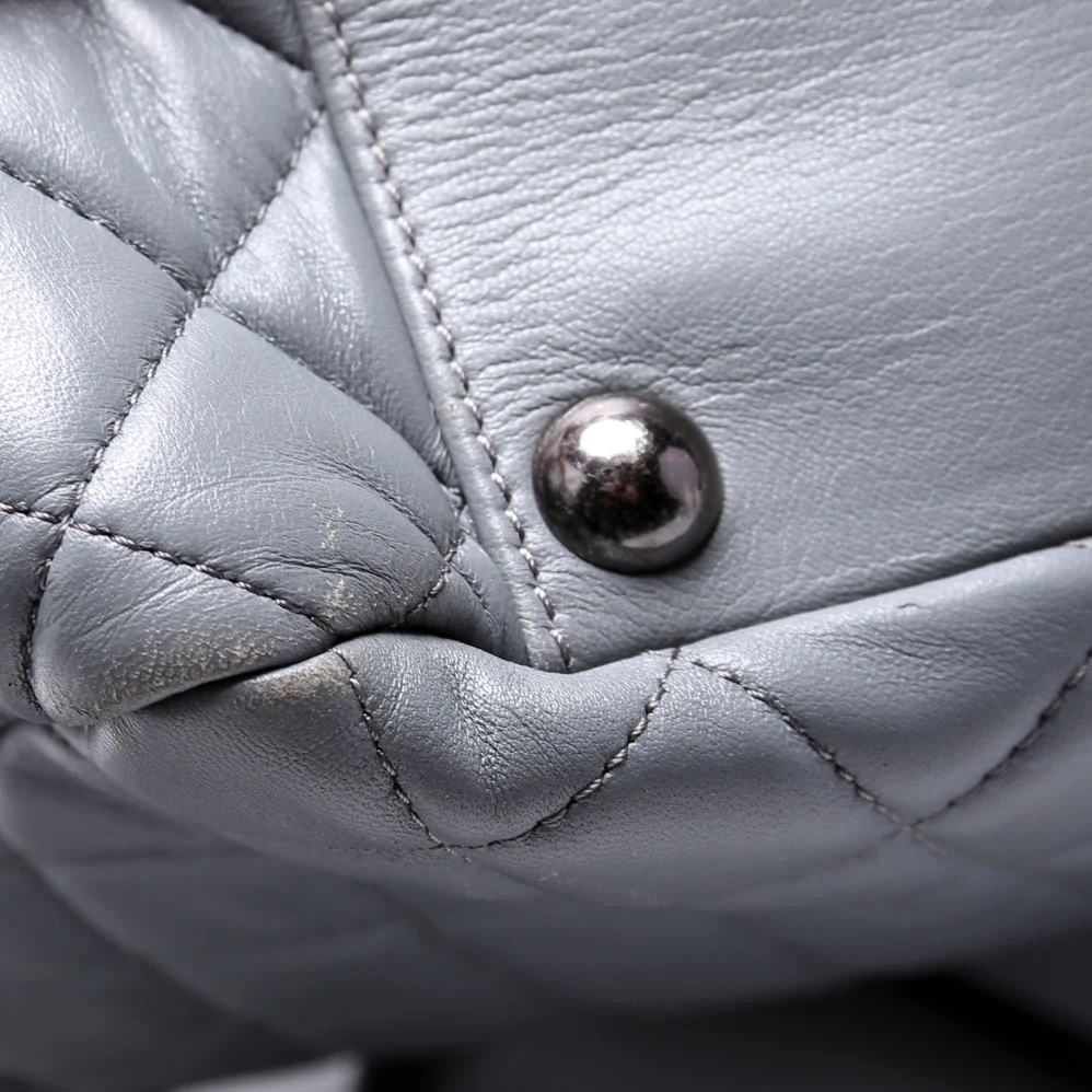 Front Pocket Flap Hobo Quilted Lambskin 20M Grey - Image 7