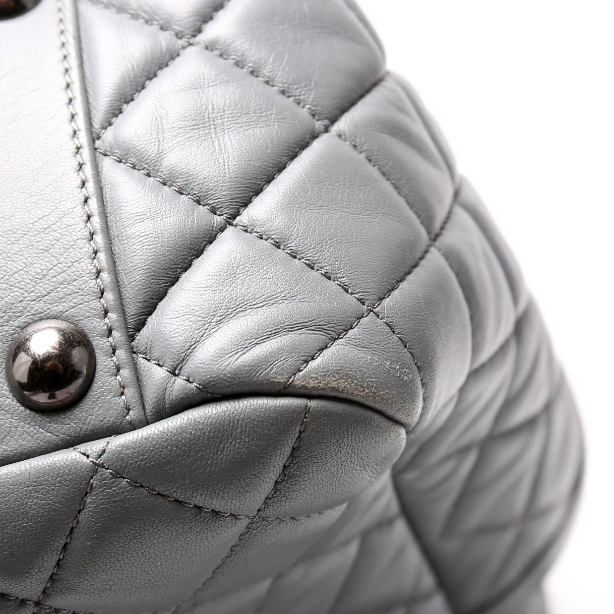 Front Pocket Flap Hobo Quilted Lambskin 20M Grey - Image 8