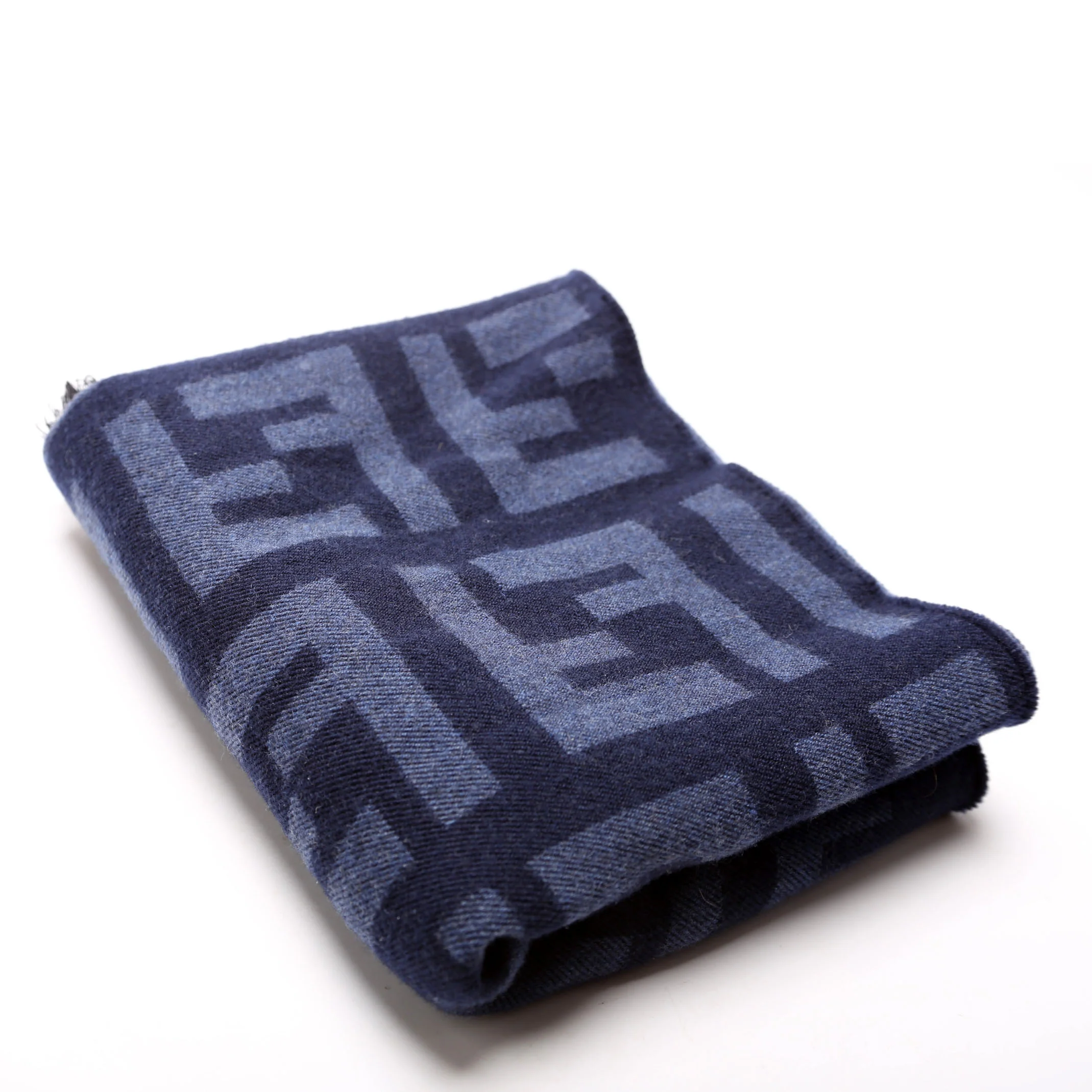 FXS424 Timeless FF Printed Wool/Silk Scarf Navy - Image 2