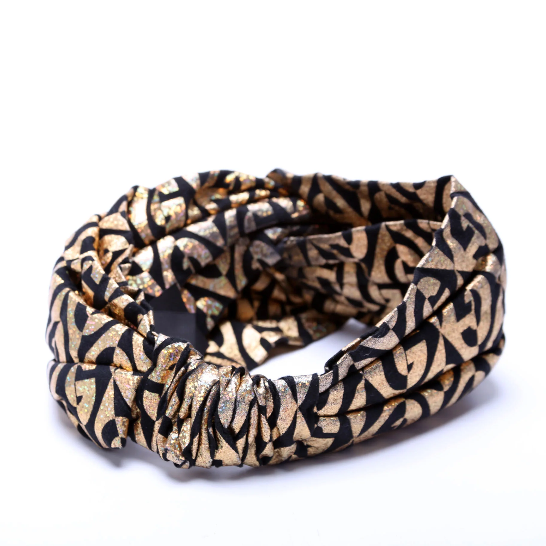 G Rhombus Metallic Headband Size Medium Gold/Black - Image 3