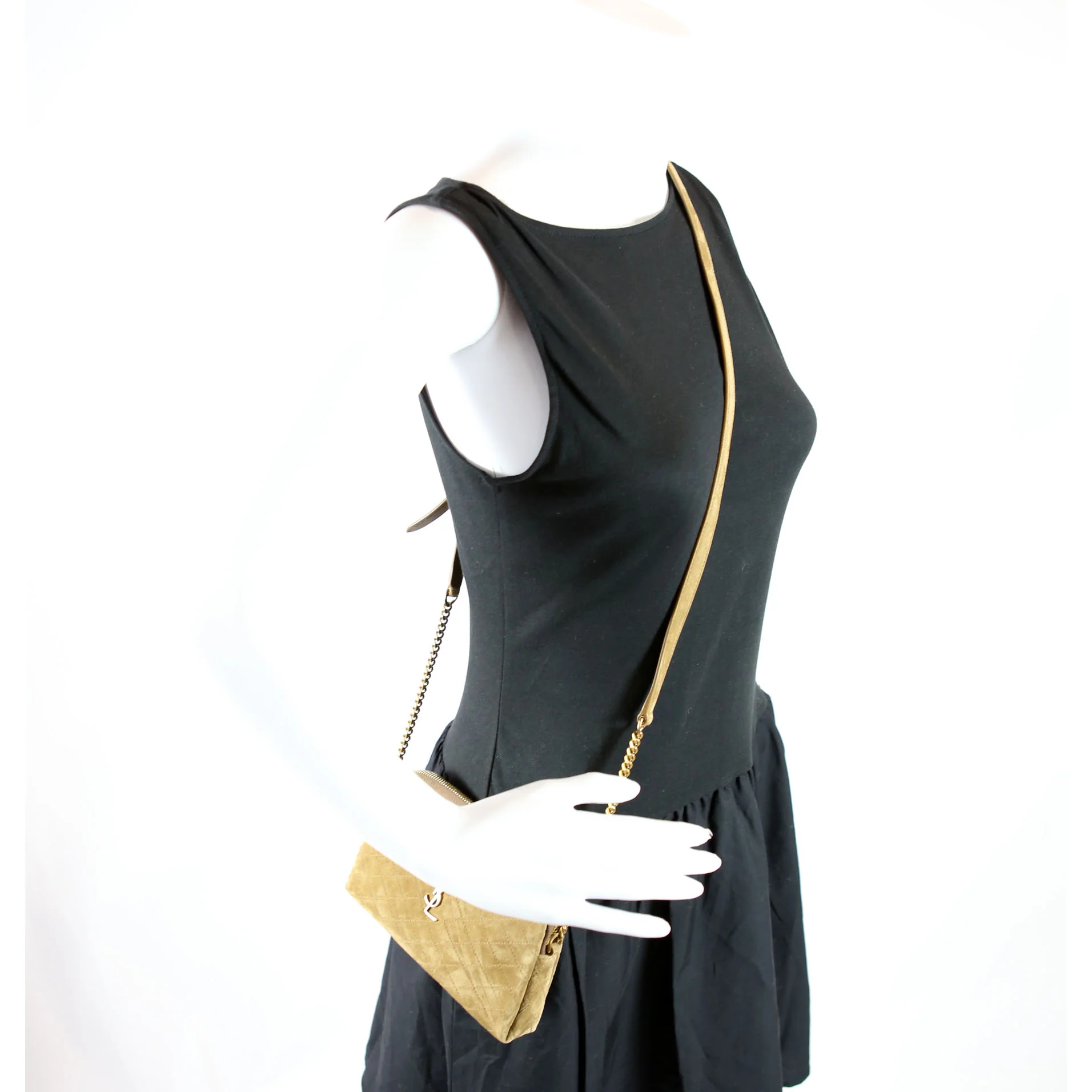 Gabby Zip Chain Pouch Suede 733667 Brown - Image 12