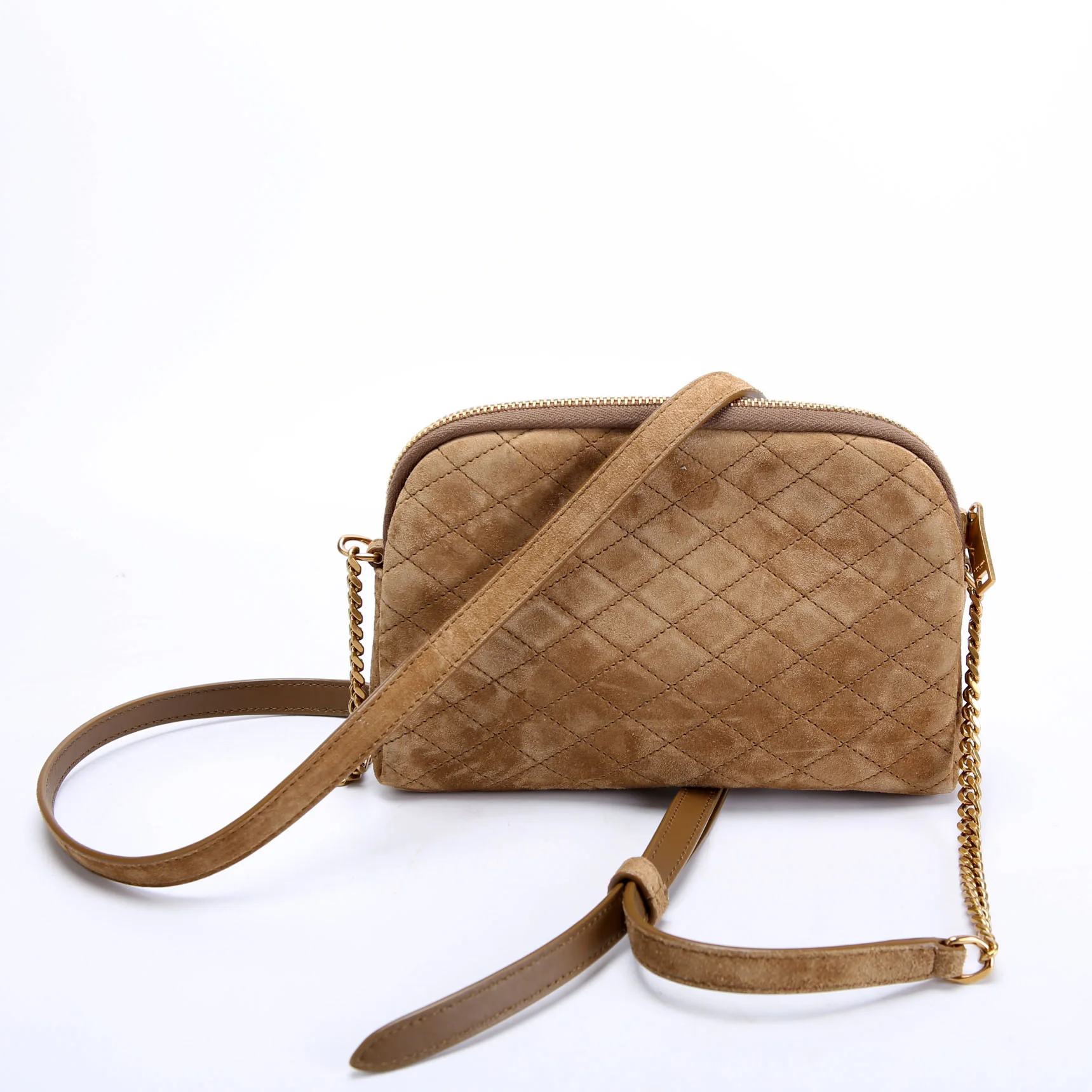 Gabby Zip Chain Pouch Suede 733667 Brown - Image 3