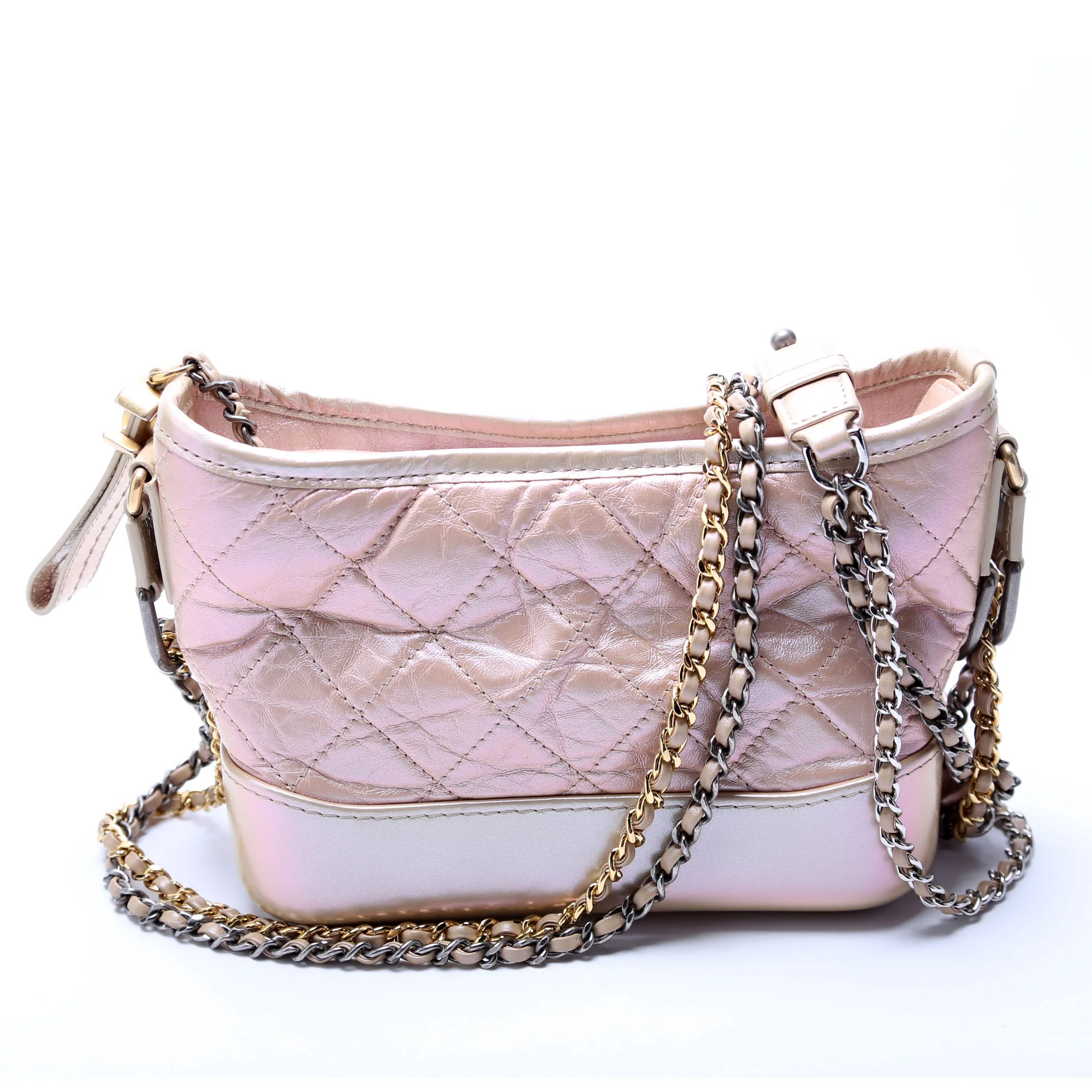 Gabrielle Hobo Small Calfskin Iridescent 25M Tan/Pink - Image 3