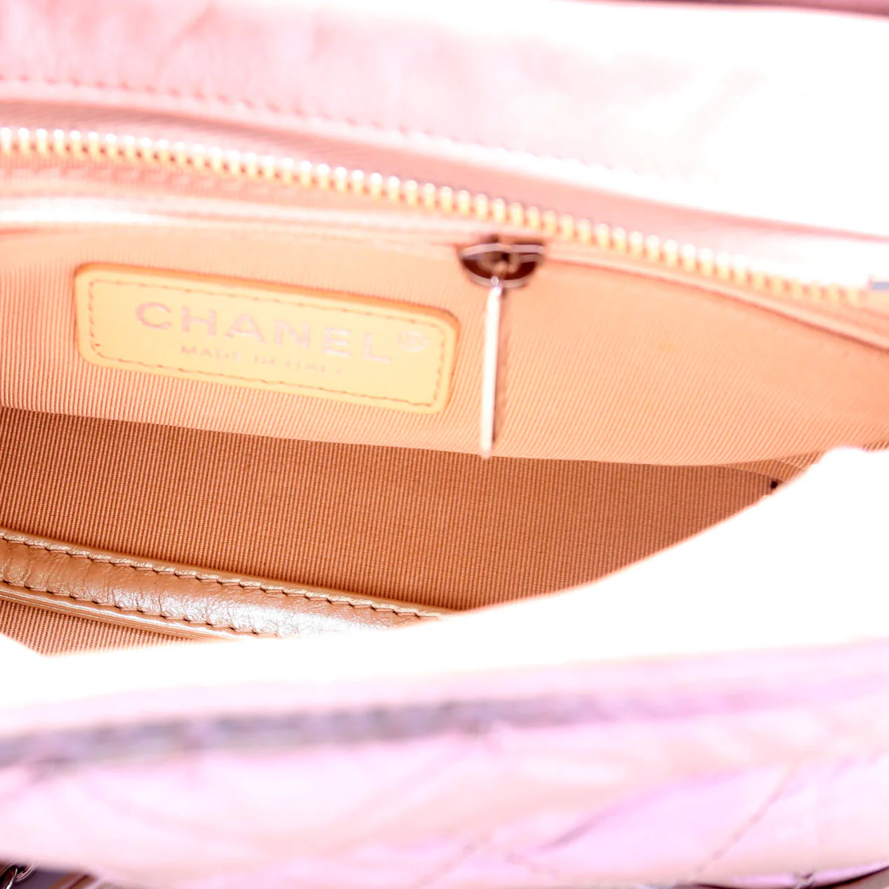 Gabrielle Hobo Small Calfskin Iridescent 25M Tan/Pink - Image 7