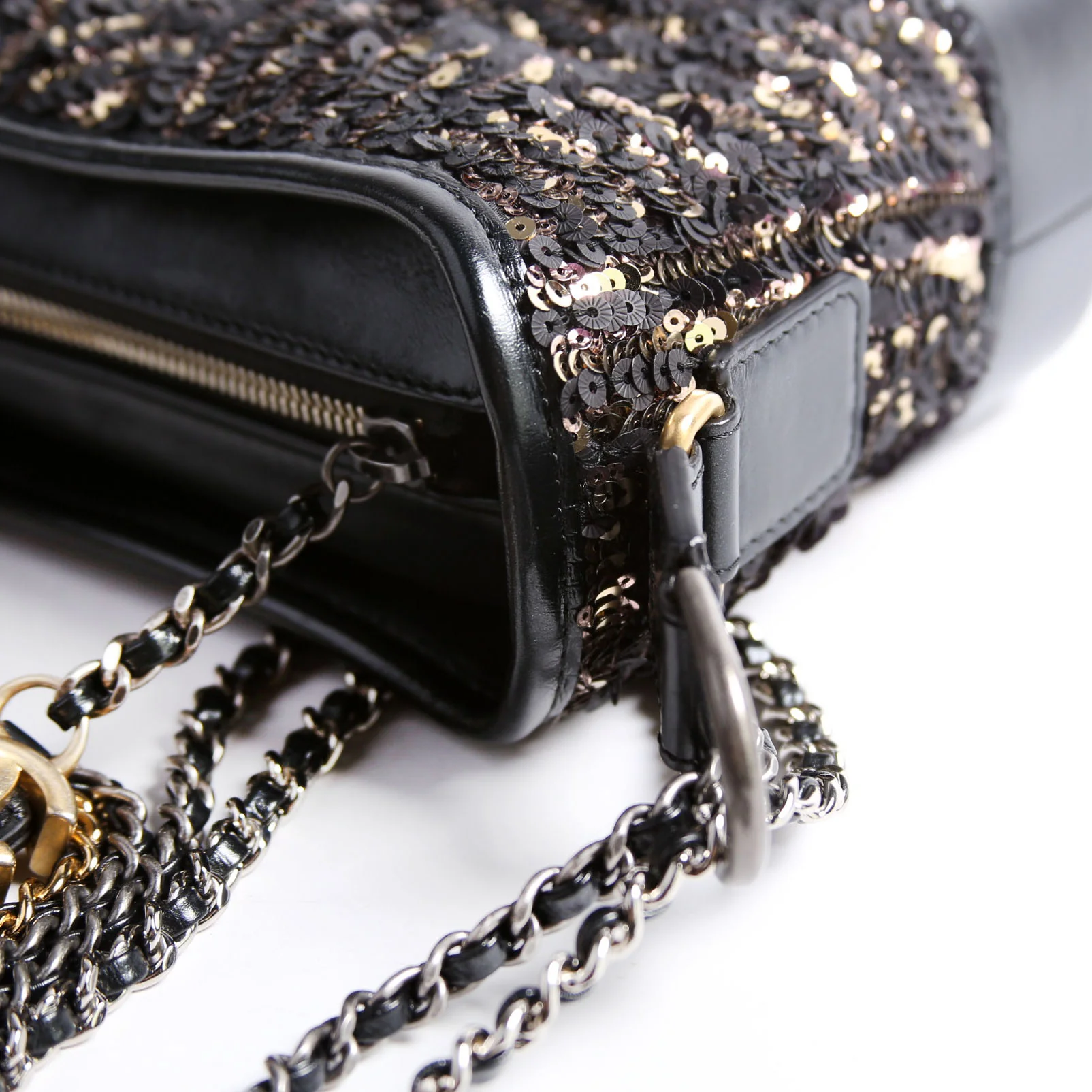 Gabrielle Hobo Small Sequin 28M Black/Gold - Image 9