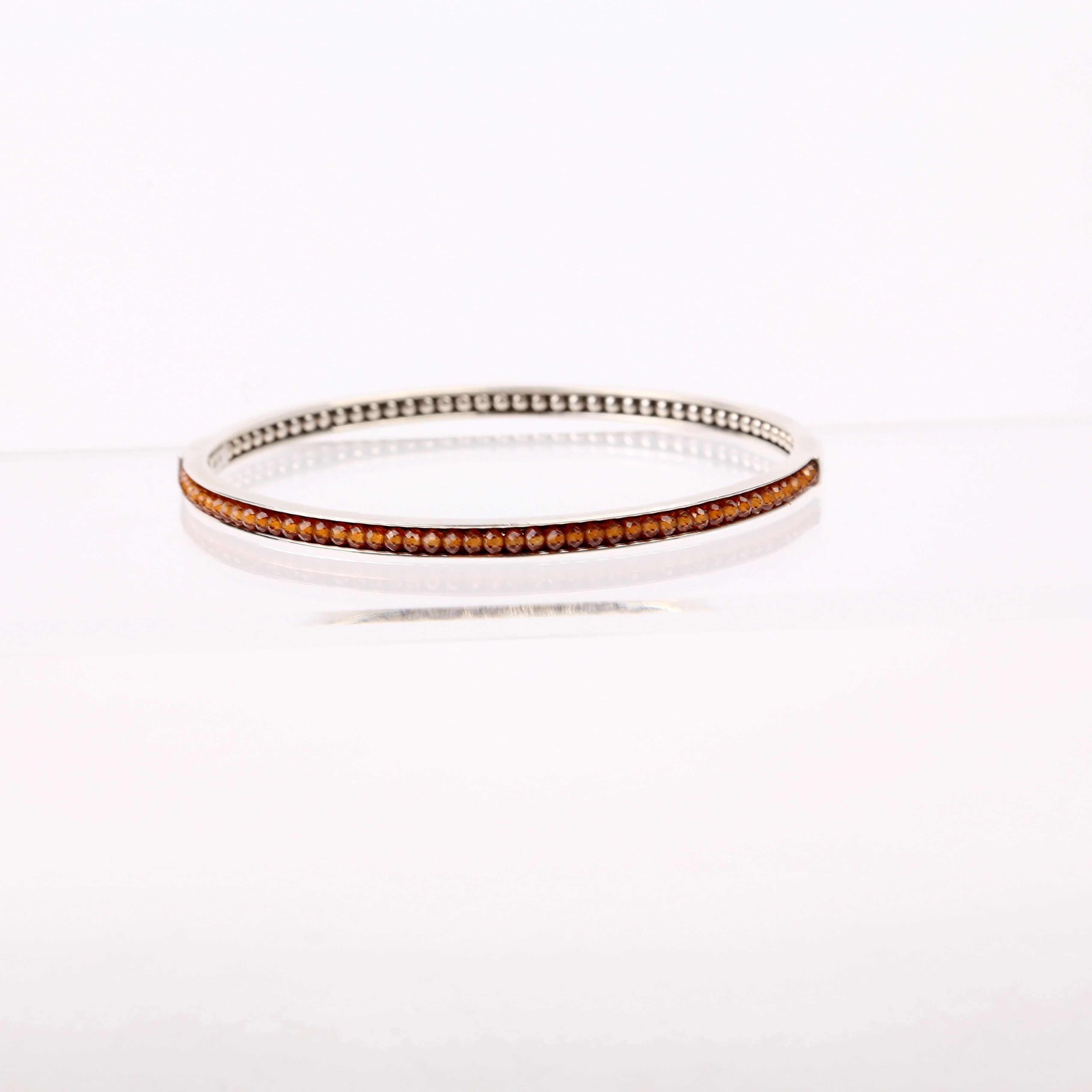 Garnet Bangle 3MM Bracelet 925/Brown - Image 2