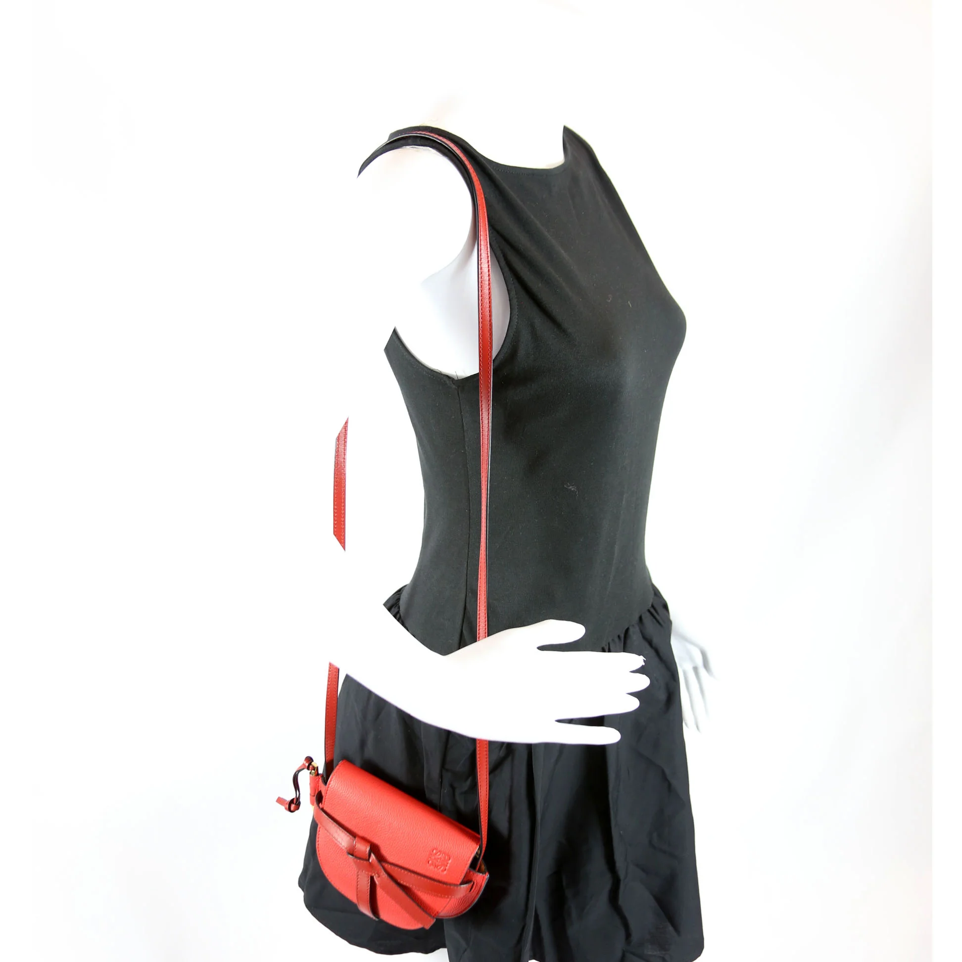 Gate Crossbody Small Grained Calfskin Red - Image 10