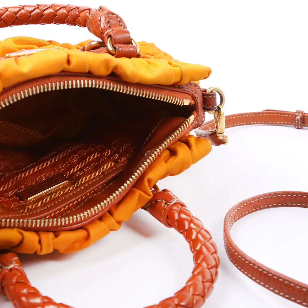 Gaufre Nylon Mini Shopping Satchel Orange - Image 11