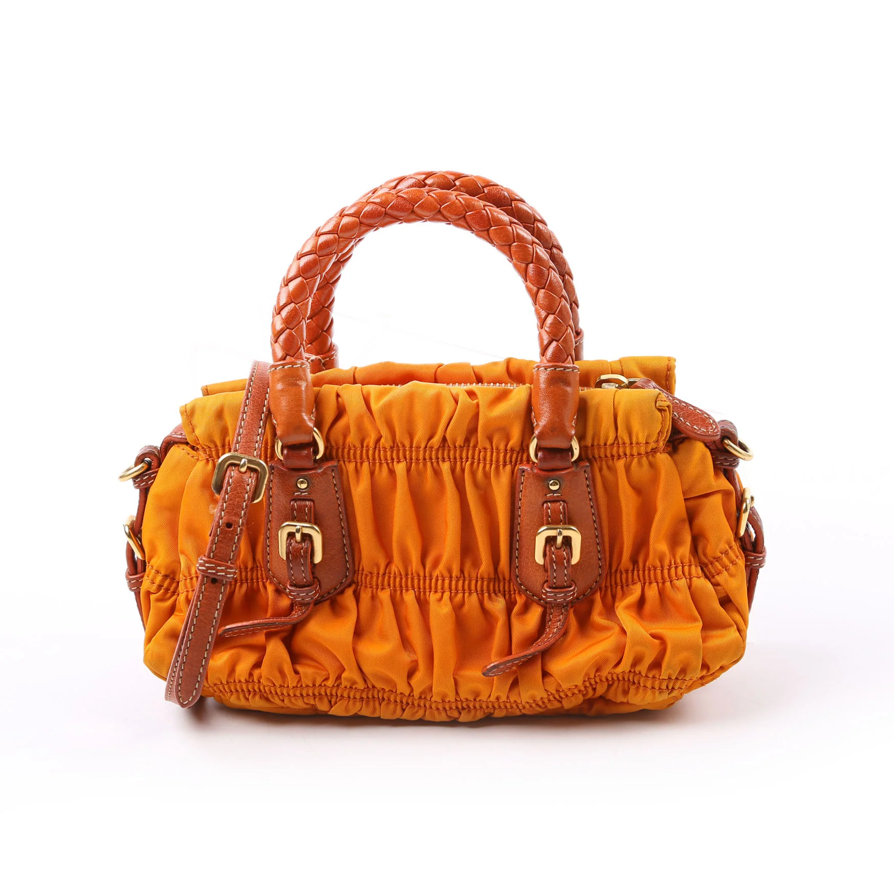 Gaufre Nylon Mini Shopping Satchel Orange - Image 2