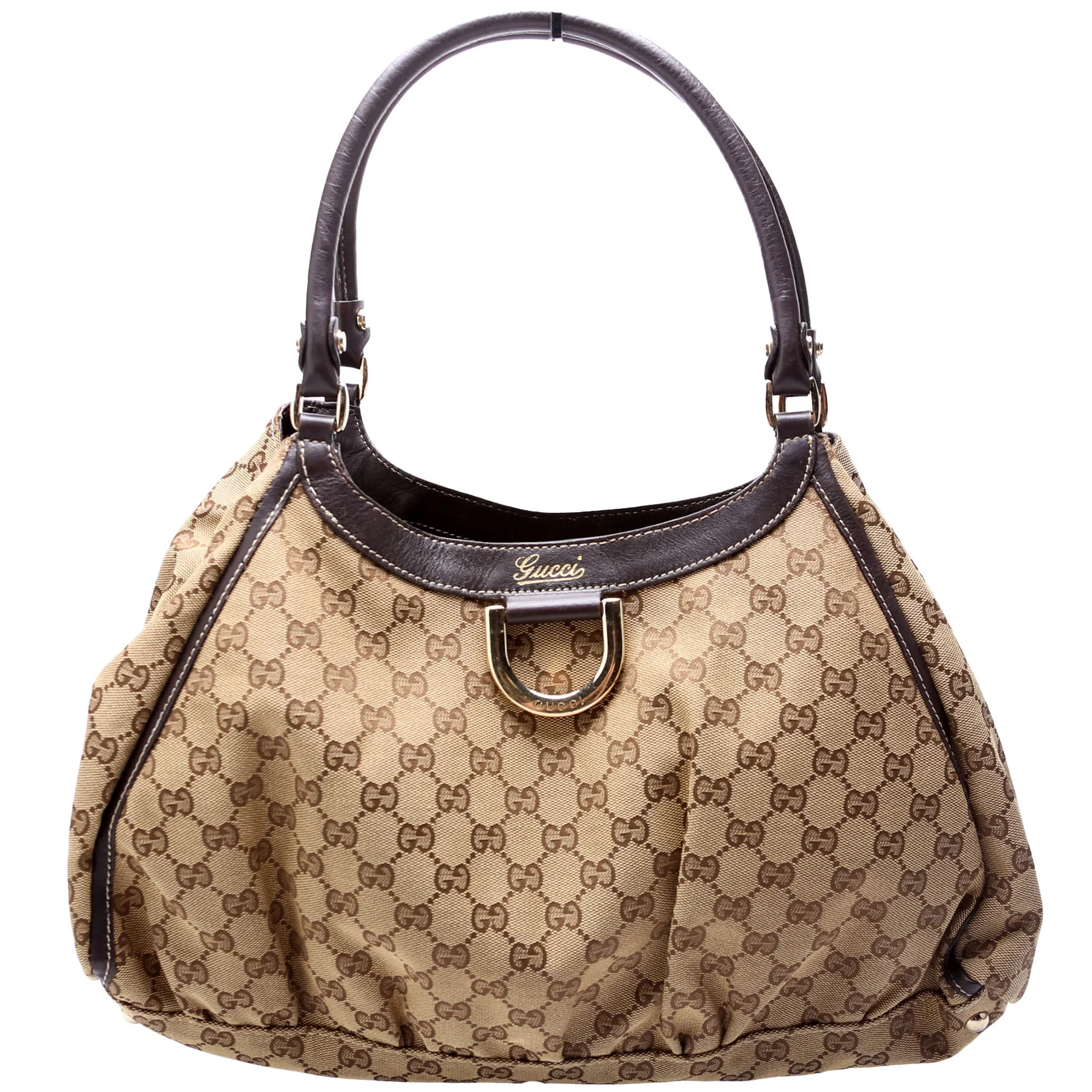 GG Canvas Abbey D Ring Large Hobo Tan