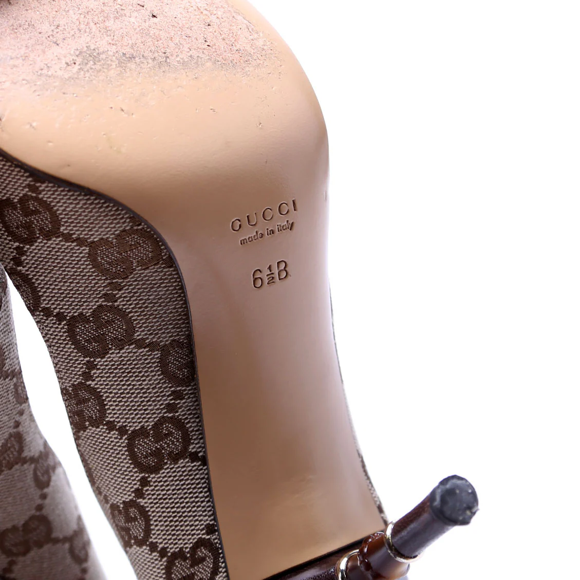GG Canvas Bamboo Heels Size 6.5 - Image 7