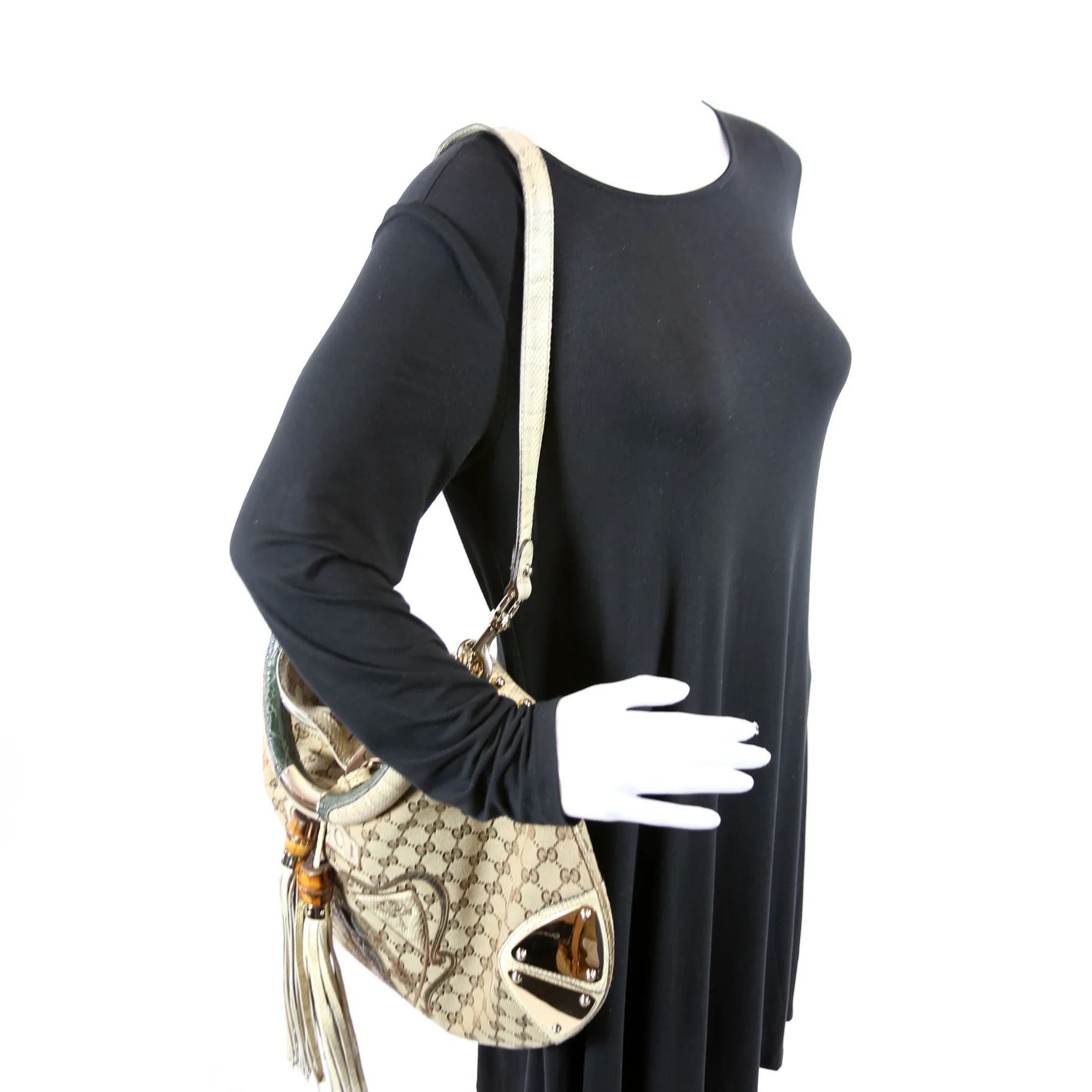 GG Canvas Crest Patchwork Indy Top Handle Hobo 177088 - Image 12