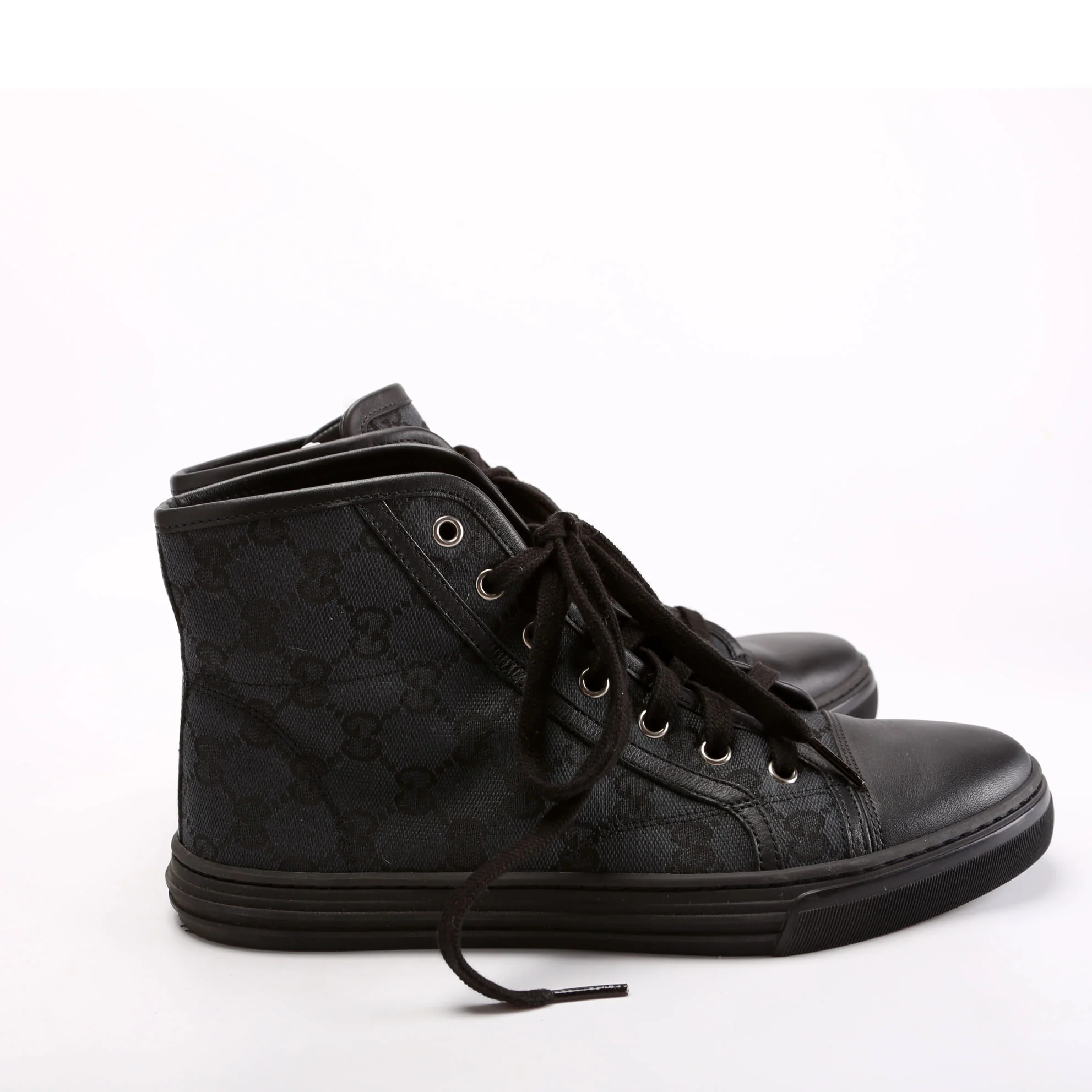 GG Canvas High Top Sneakers Size 38.5 Black - Image 3