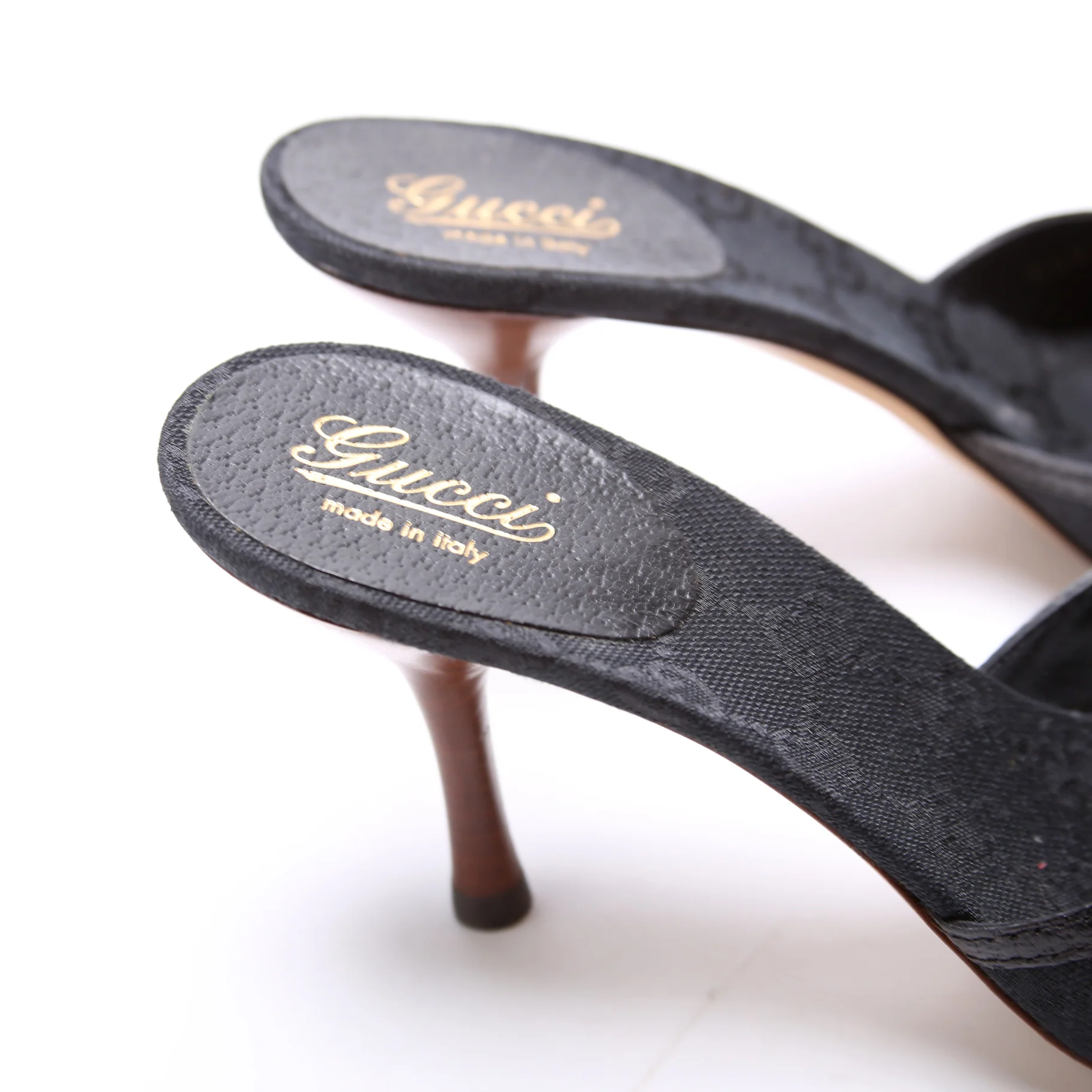 GG Canvas Horsebit Bamboo Mules Size 6 Black - Image 5