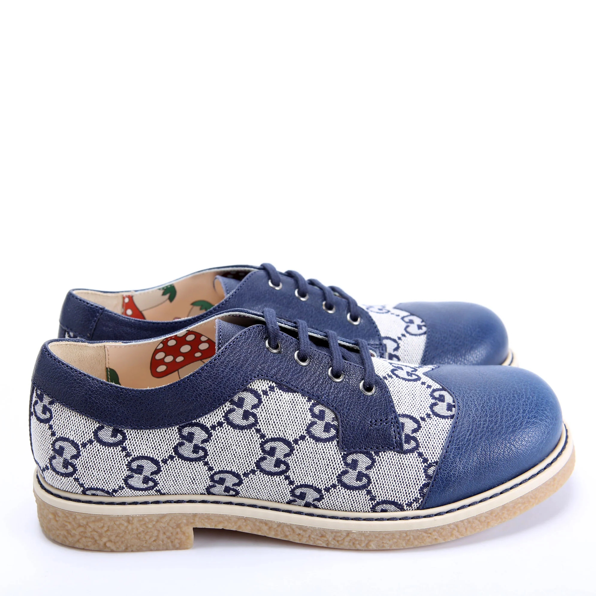 GG Canvas Lace-Up Brogue Oxfords Size 35 Blue - Image 3