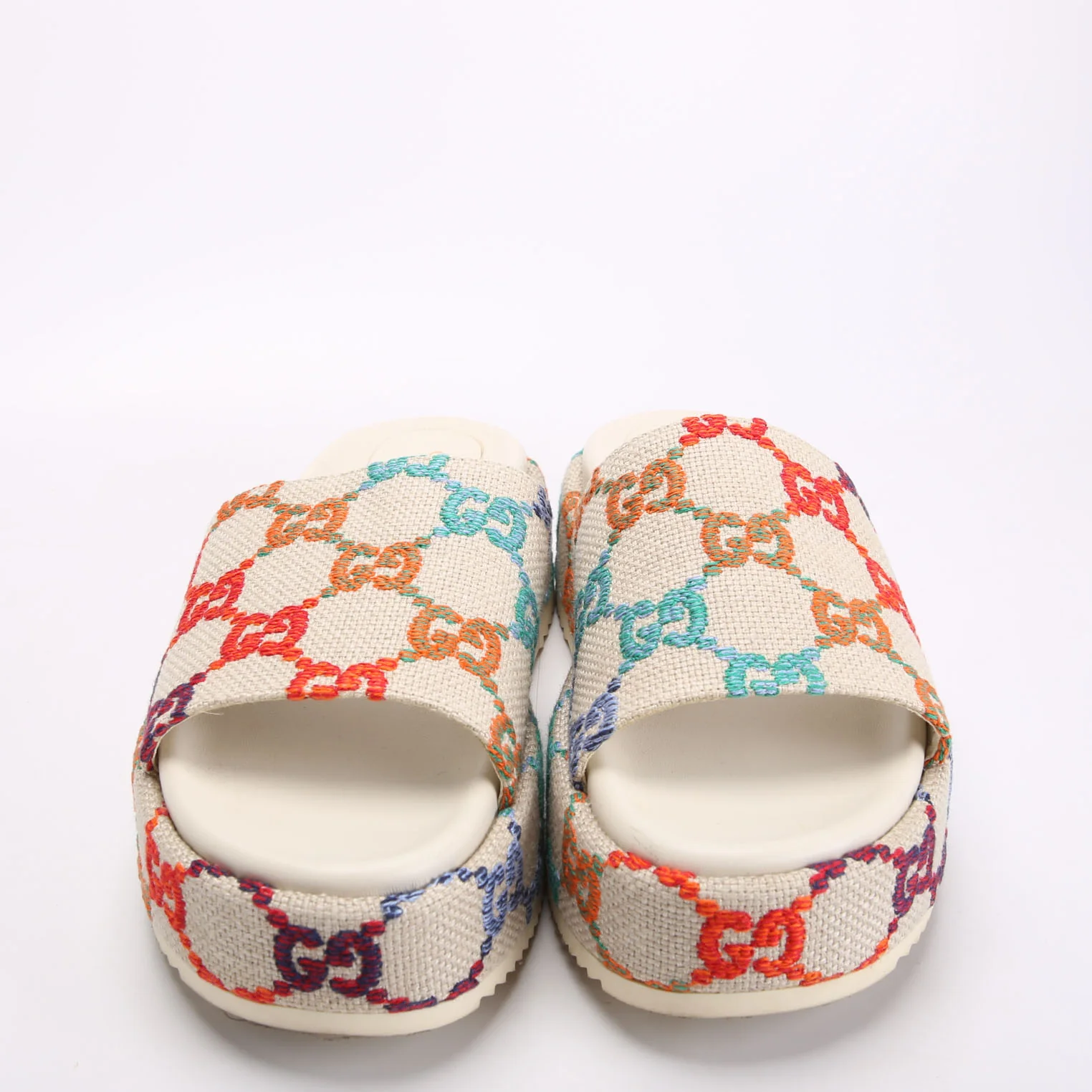GG Canvas Platform Slides Size 41 White/Multicolor - Image 2