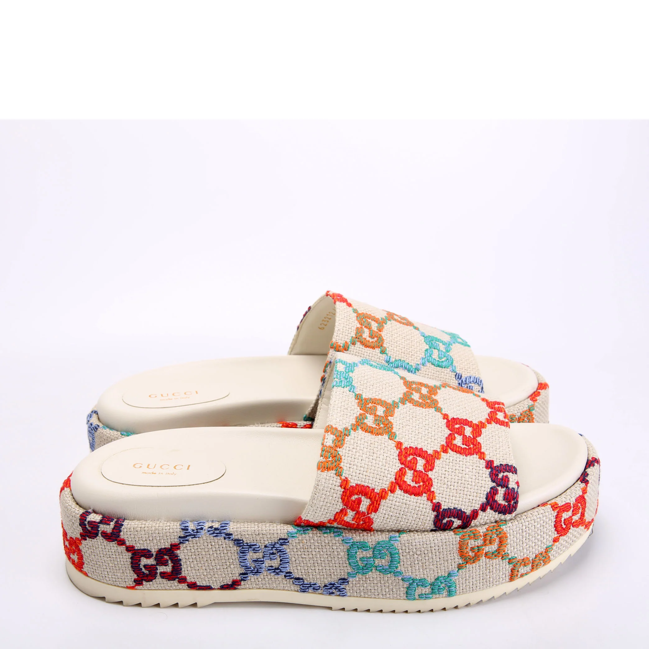 GG Canvas Platform Slides Size 41 White/Multicolor - Image 3