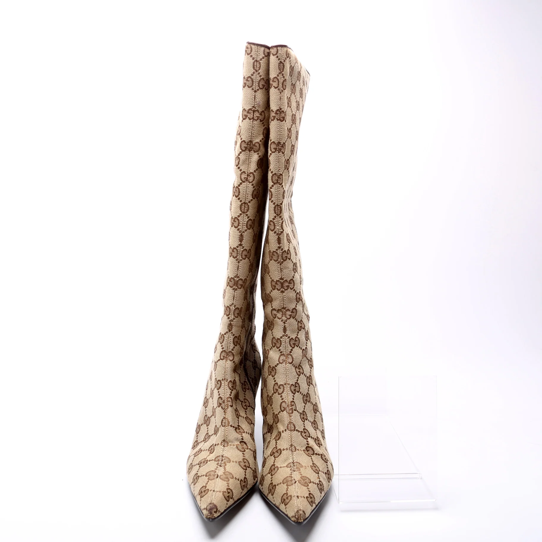 GG Canvas Pointed Toe Tall Boots Size 38.5 - Image 2