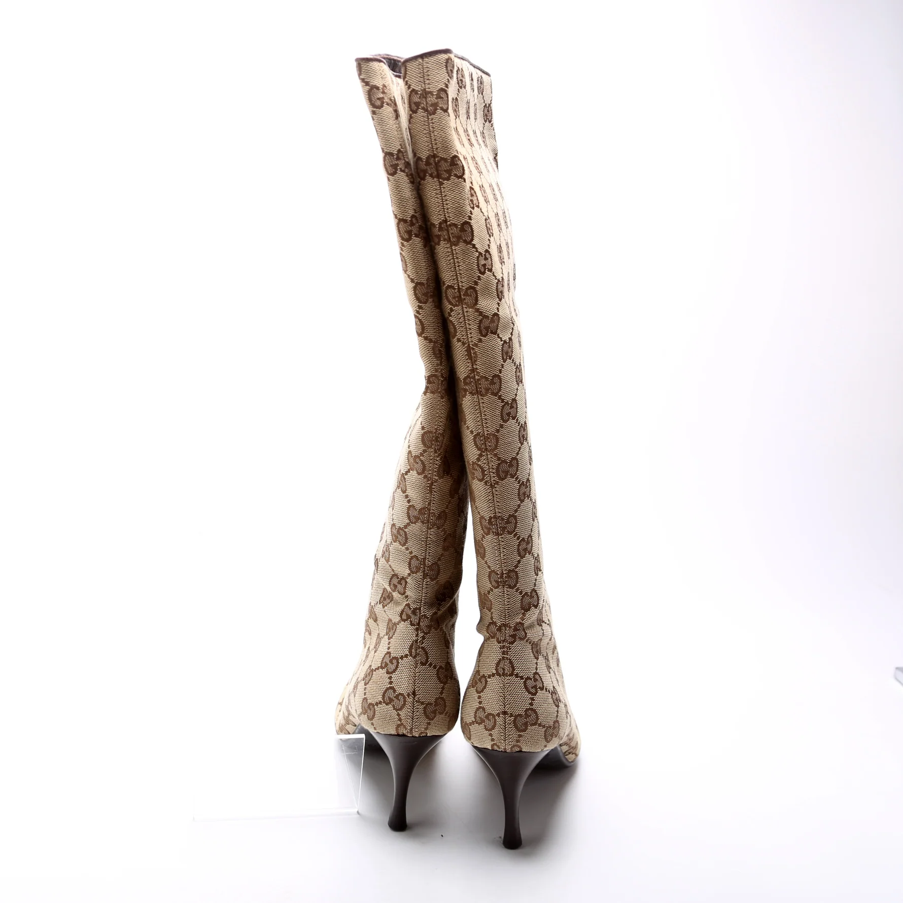 GG Canvas Pointed Toe Tall Boots Size 38.5 - Image 4