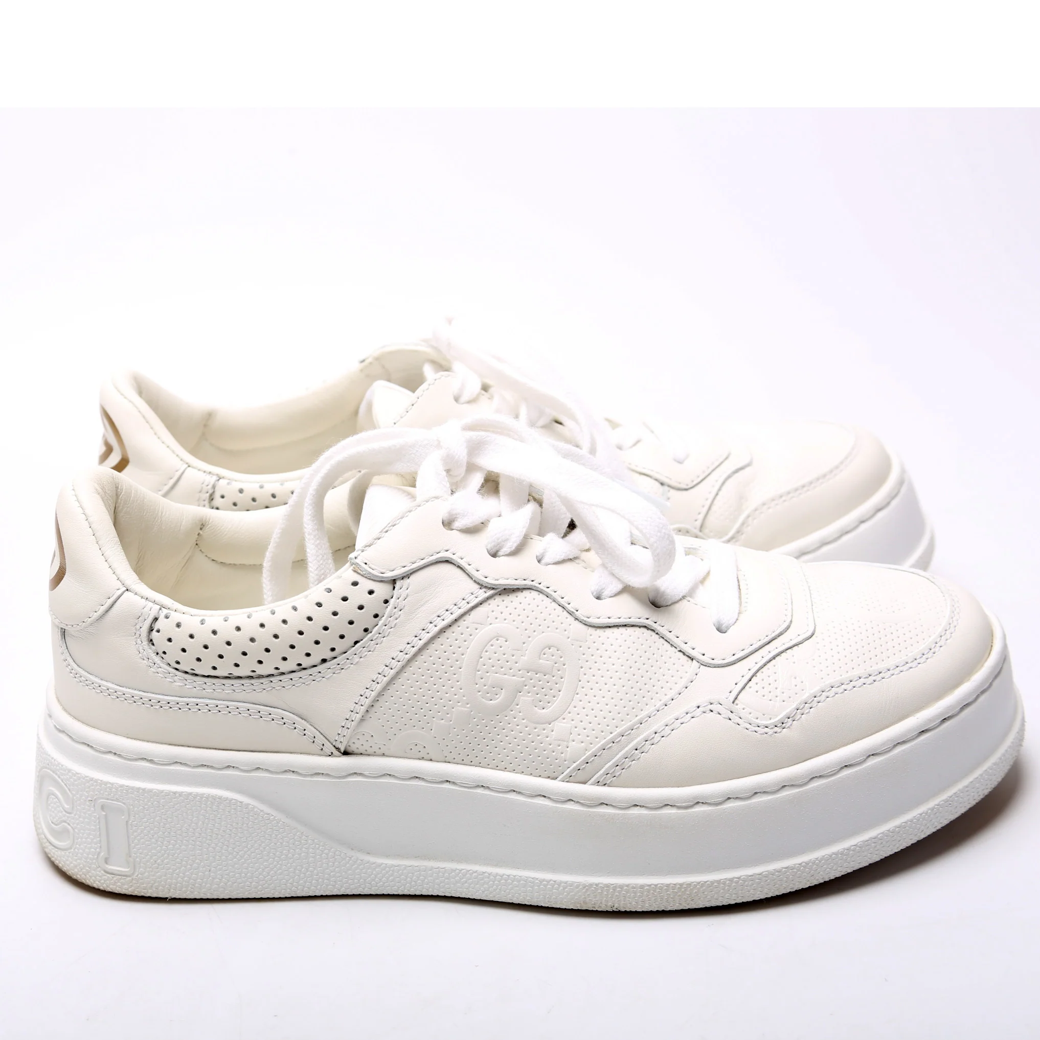 GG Chunky Leather Sneakers Size 37.5 - Image 3