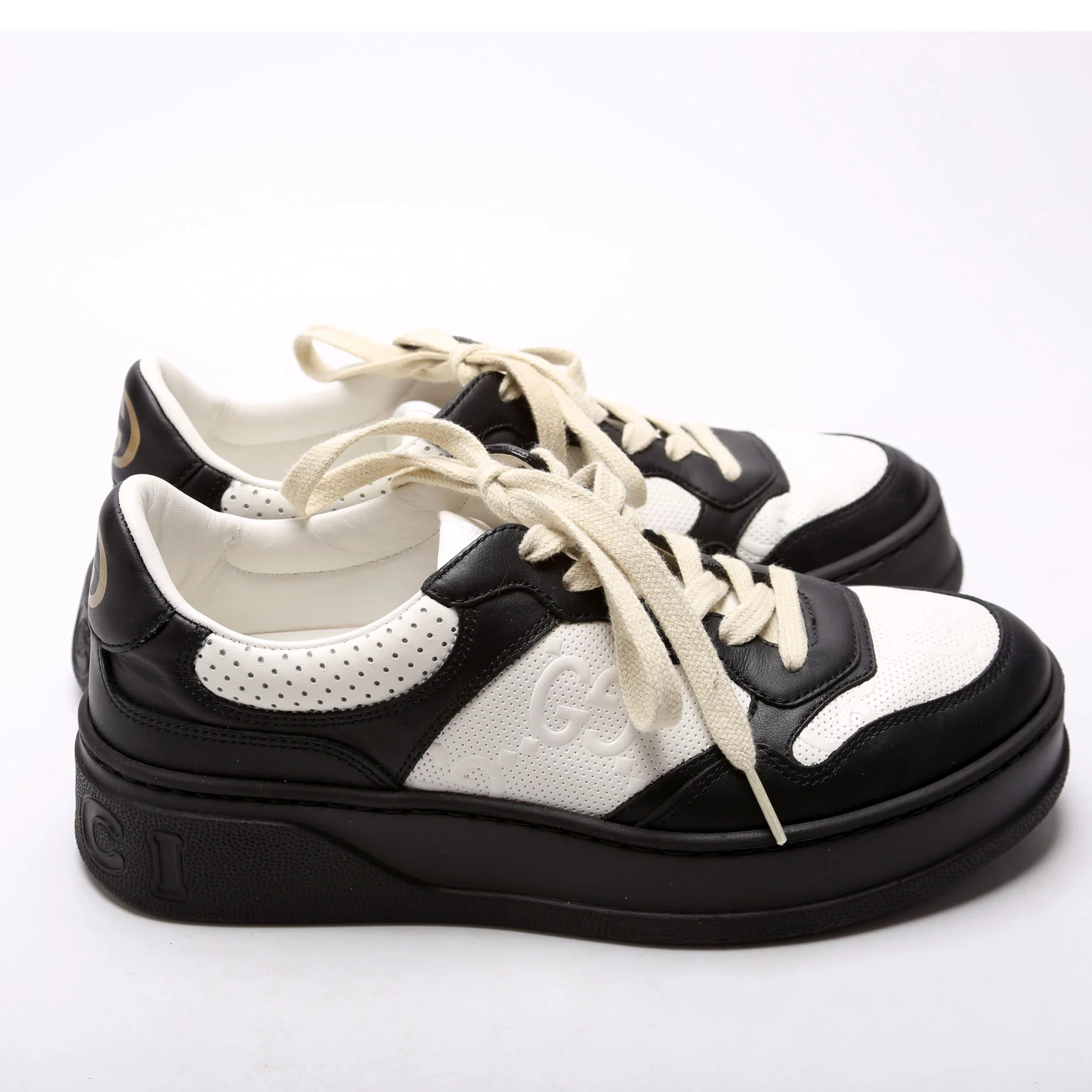 GG Chunky Leather Sneakers Size 38 - Image 3