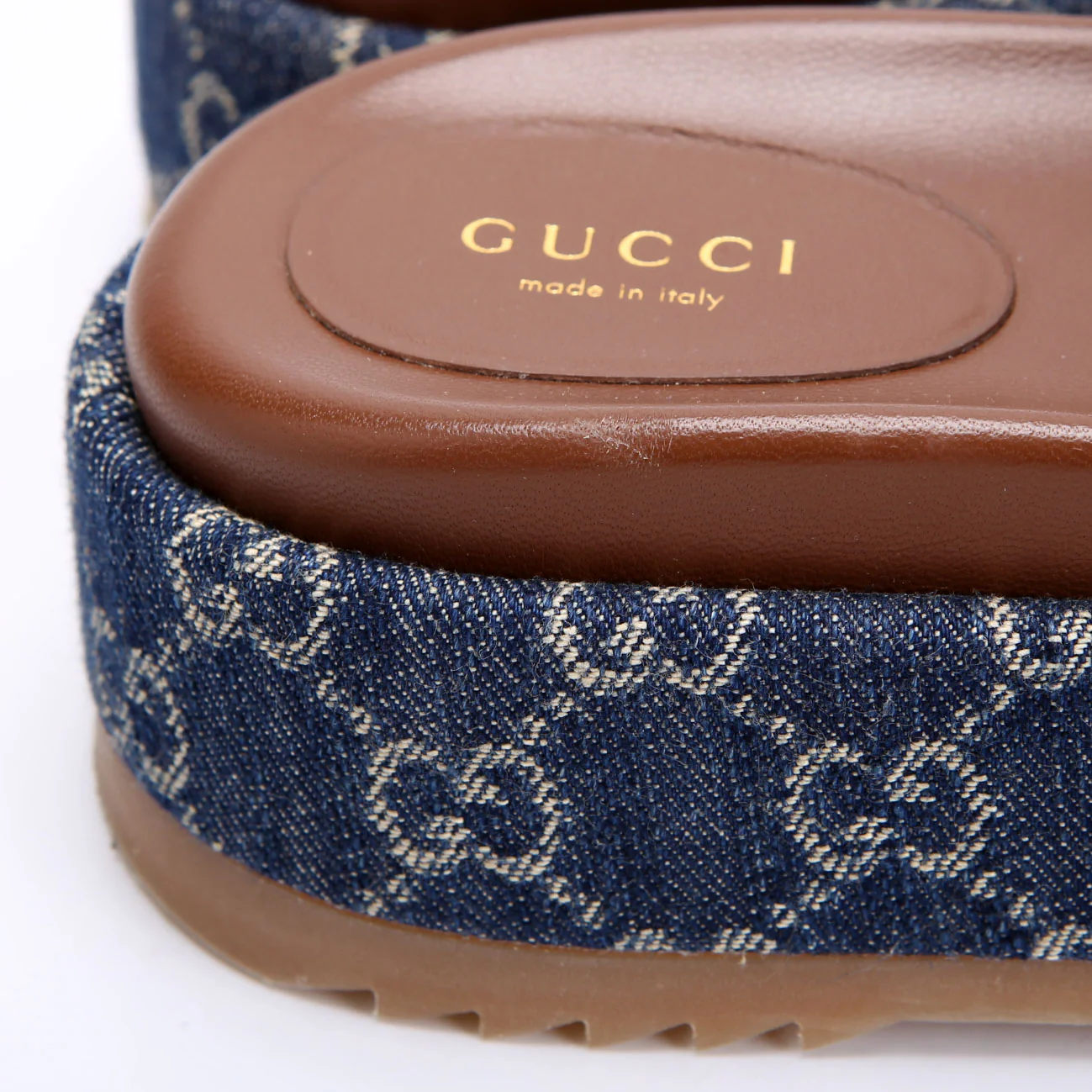 GG Denim Platform Slides Size 37.5 - Image 6