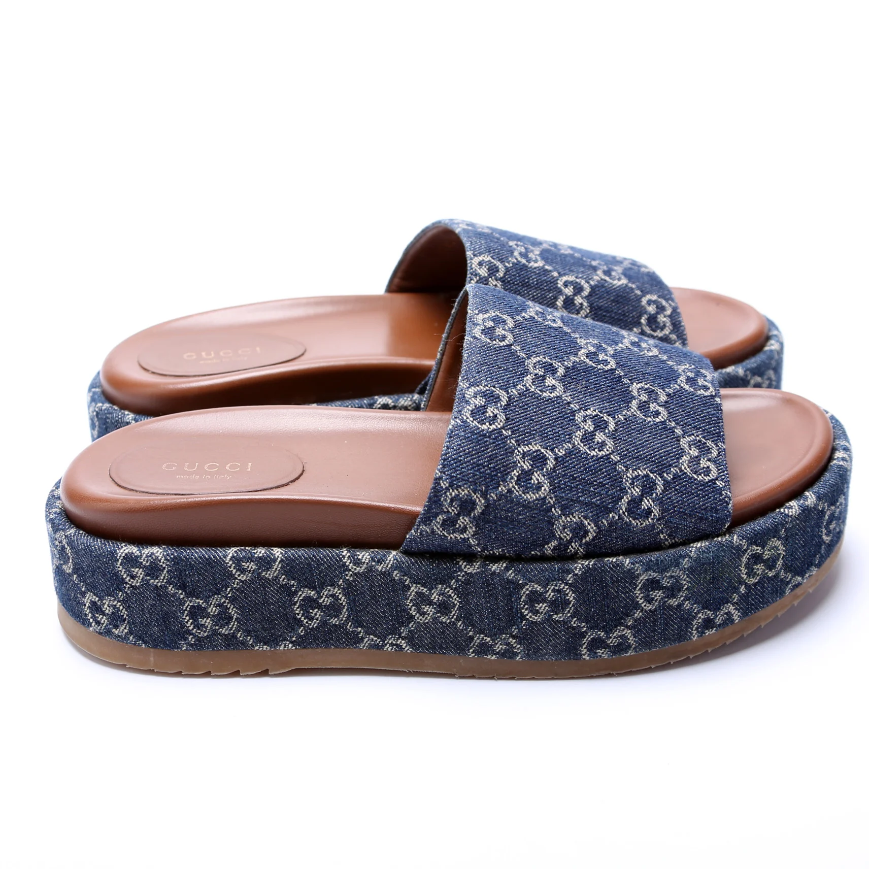 GG Denim Platform Slides Size 39 - Image 3