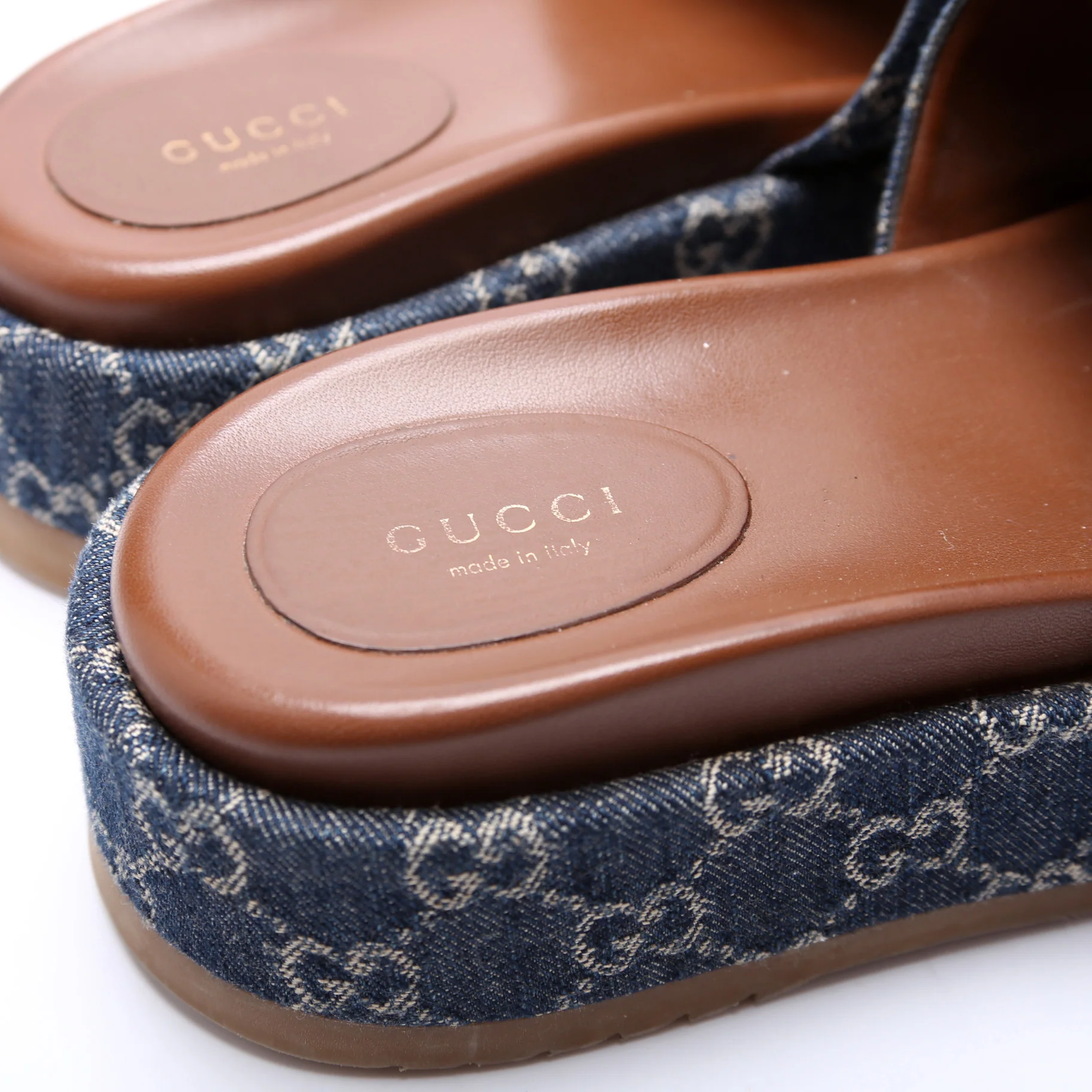 GG Denim Platform Slides Size 39 - Image 5