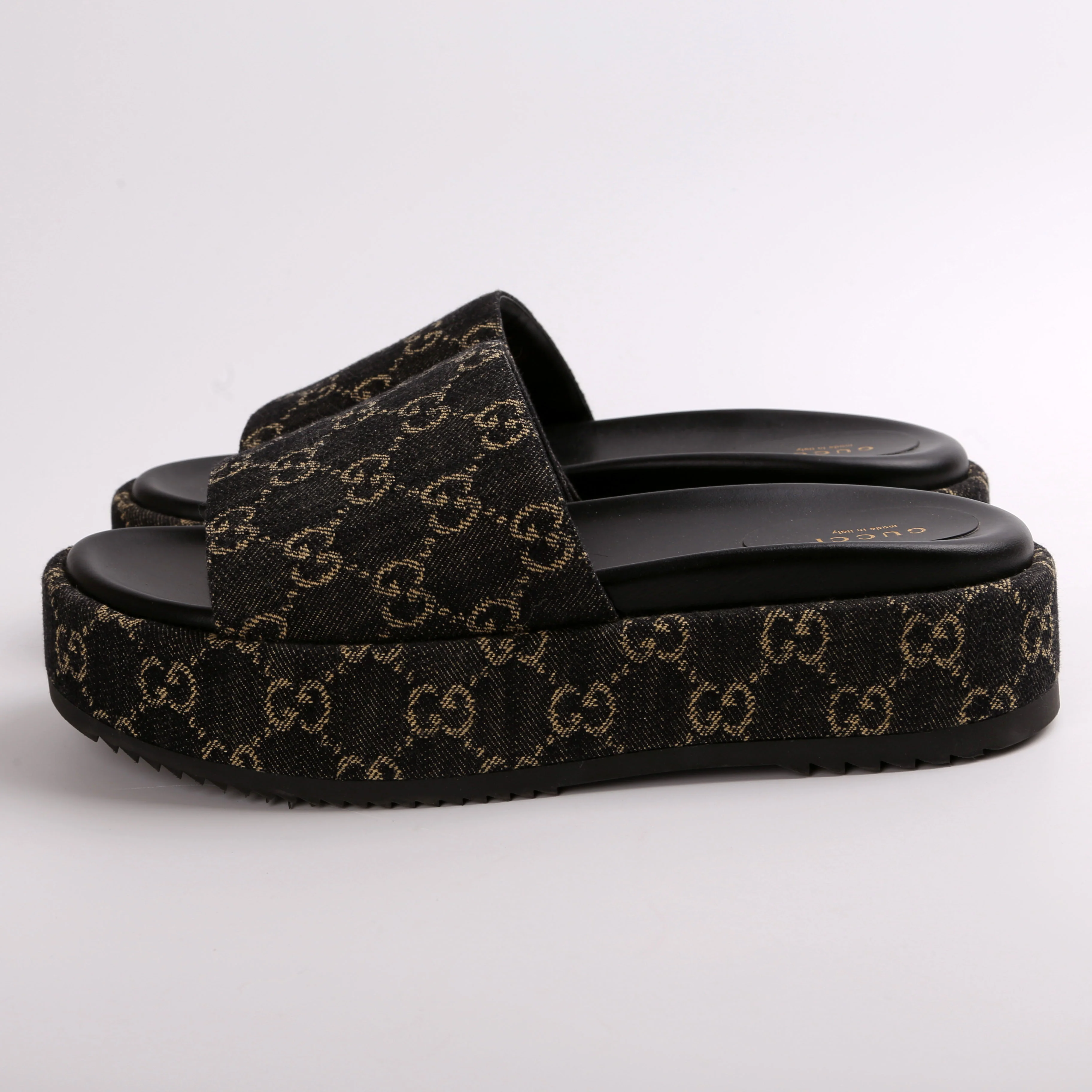 GG Denim Platform Slides Size 41 - Image 5