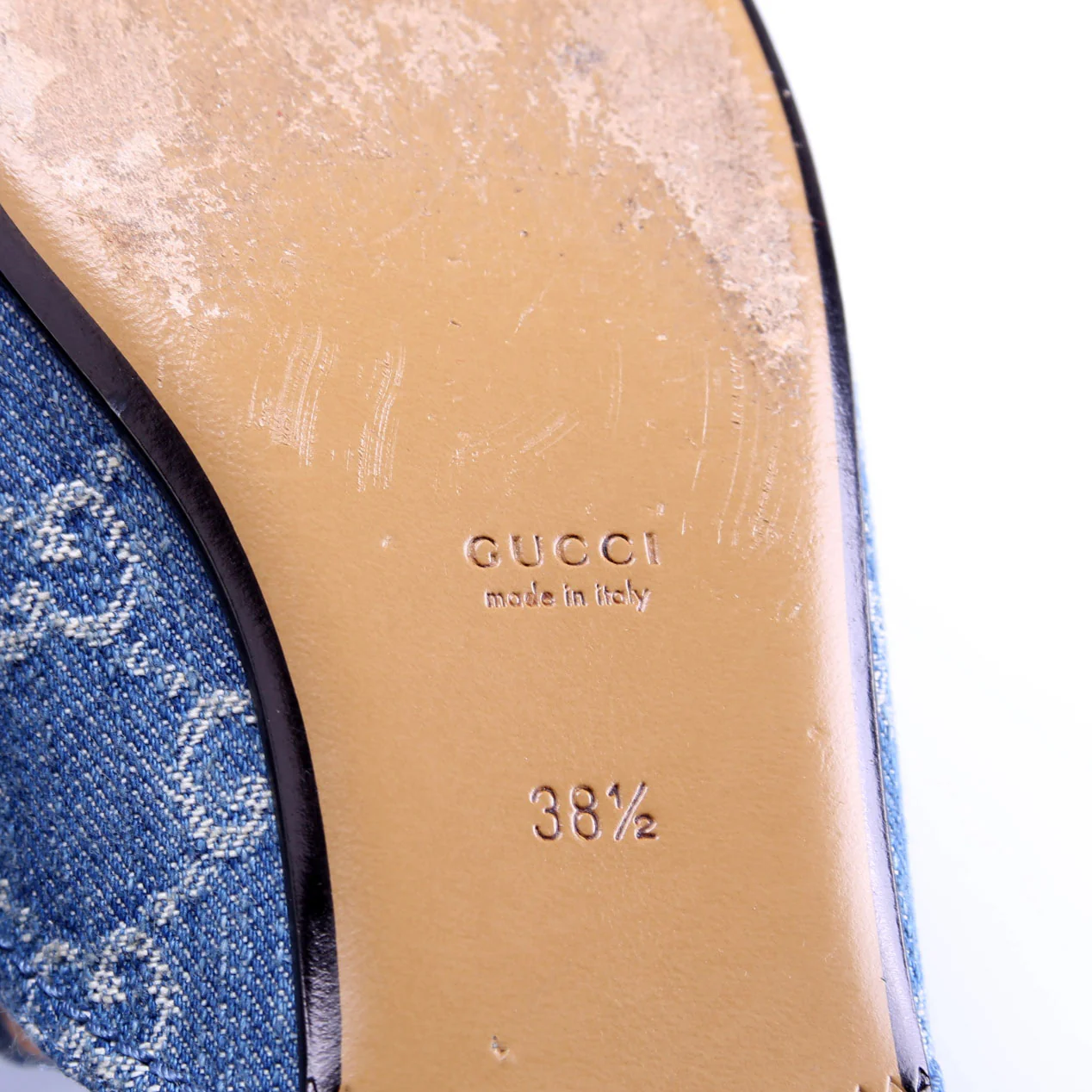 GG Denim Princetown Mules Size 38.5 Blue - Image 6