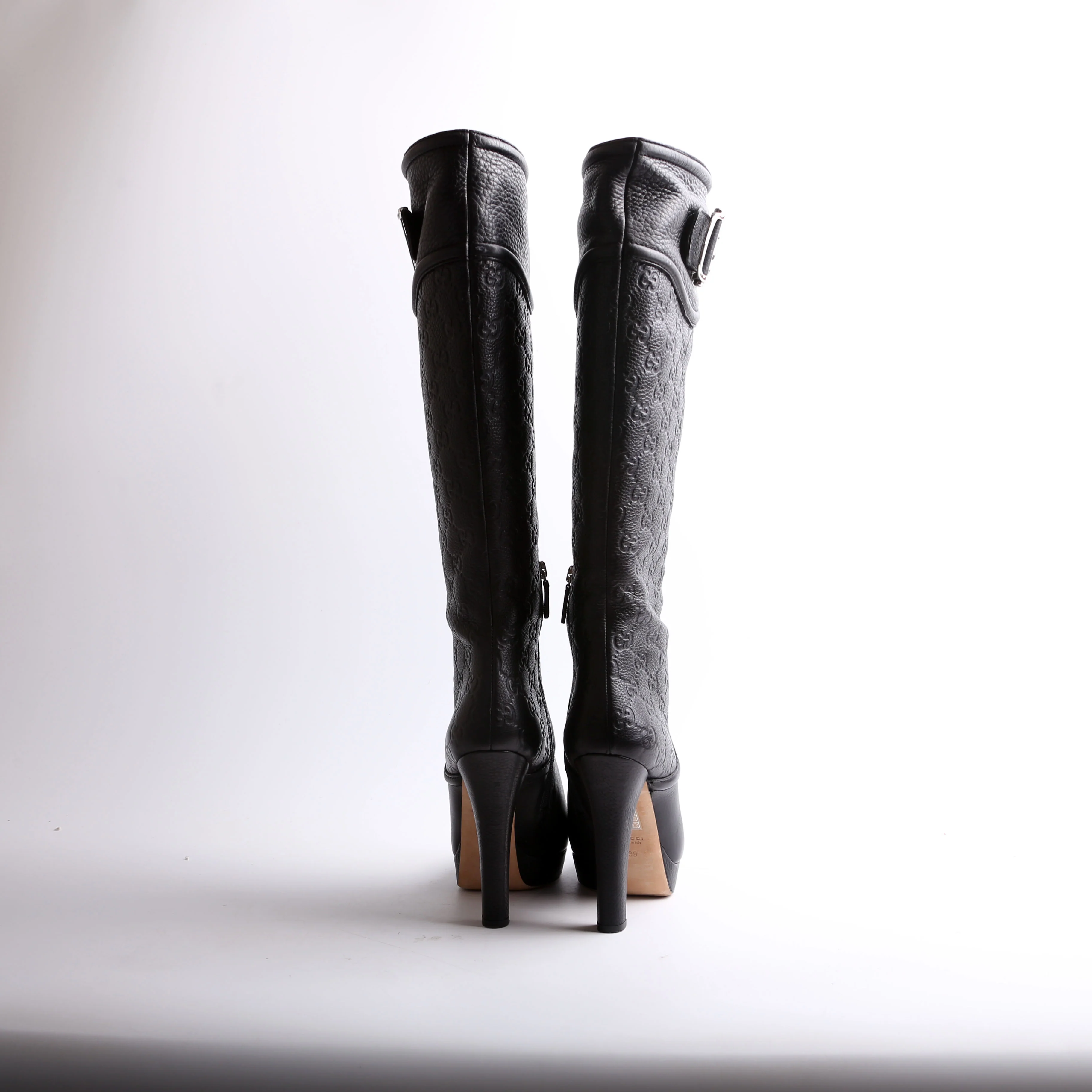 GG Leather Horsebit Over Knee Boots Size 39 - Image 4