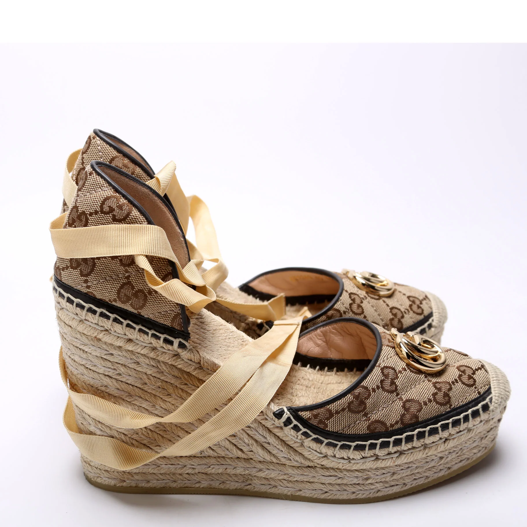 GG Marmont Espadrille Wedges Size 40 Tan - Image 3