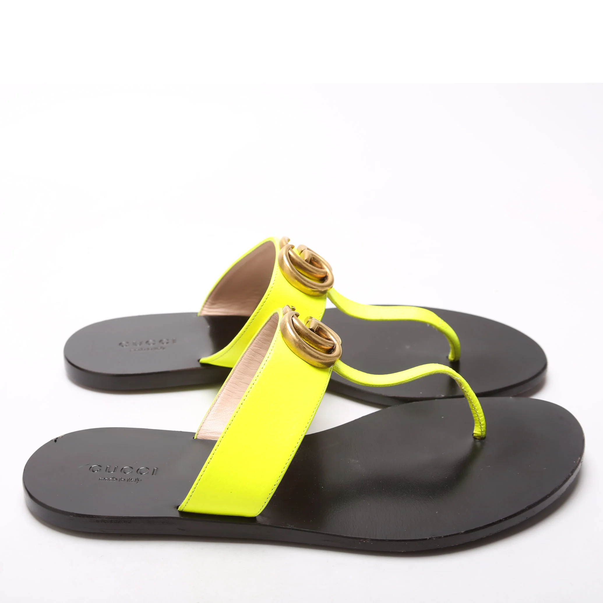 GG Marmont T-Strap Sandals Size 38 Yellow - Image 3