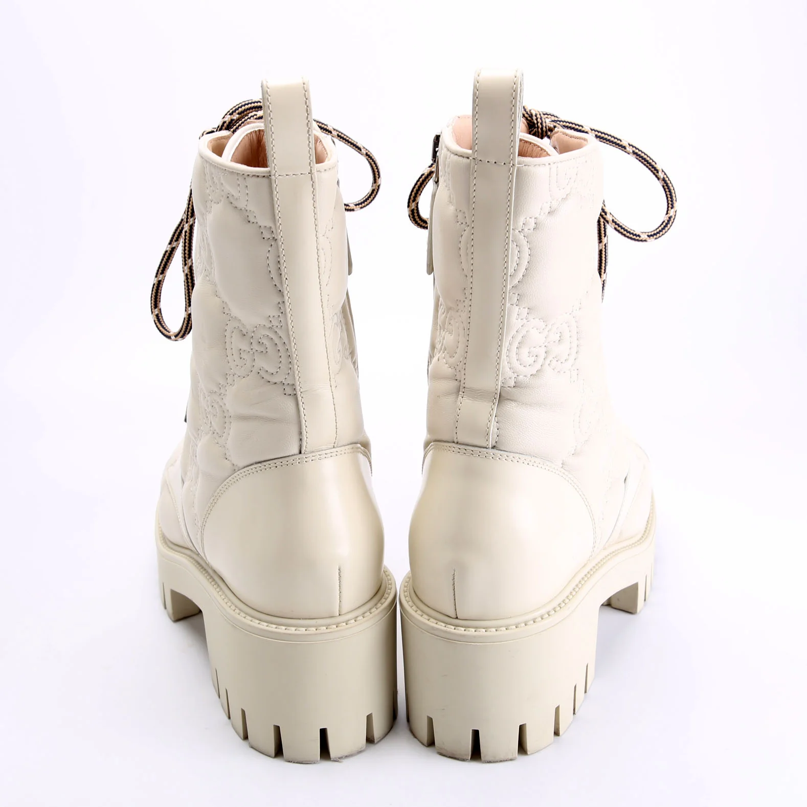 GG Matelasse Combat Boots Size 37.5 Cream - Image 4