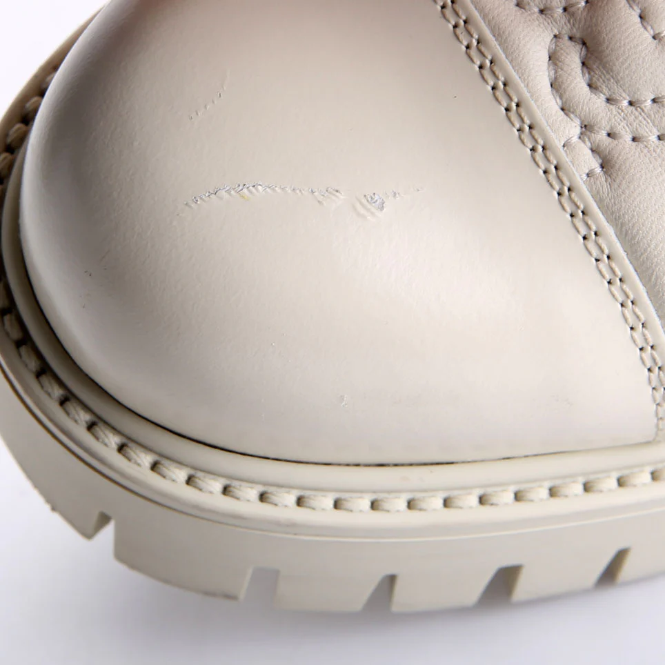 GG Matelasse Combat Boots Size 37.5 Cream - Image 5