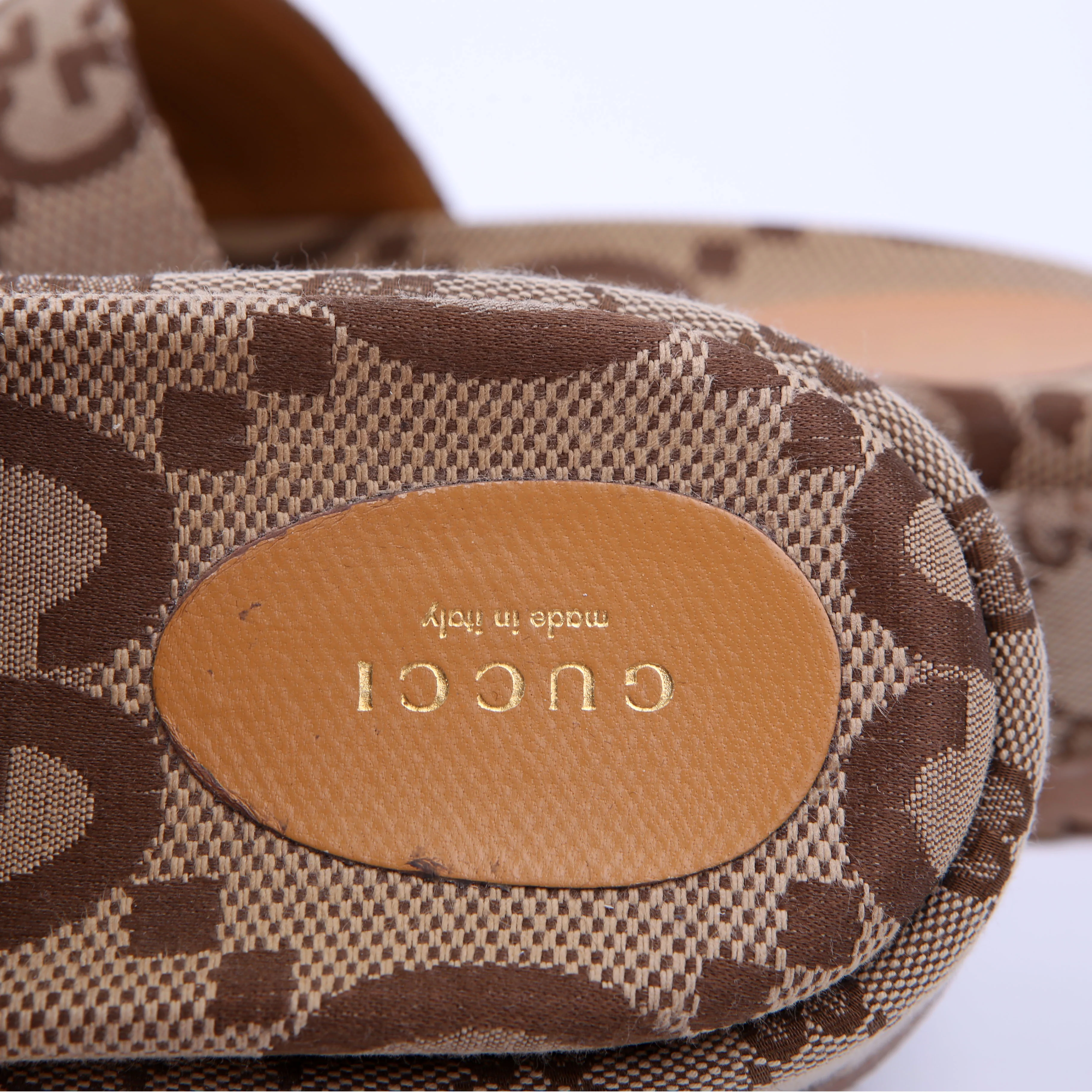 GG Maxi Canvas Platform Slides Size 40 Brown - Image 6