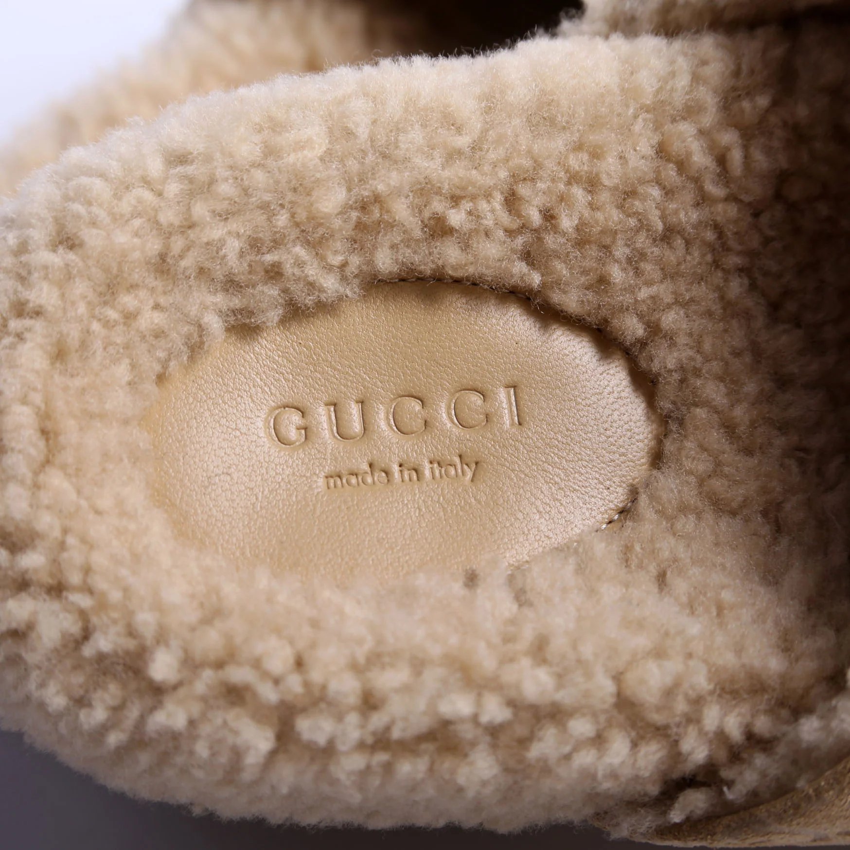 GG Suede/Shearling Horsebit Mules Size 38 - Image 6