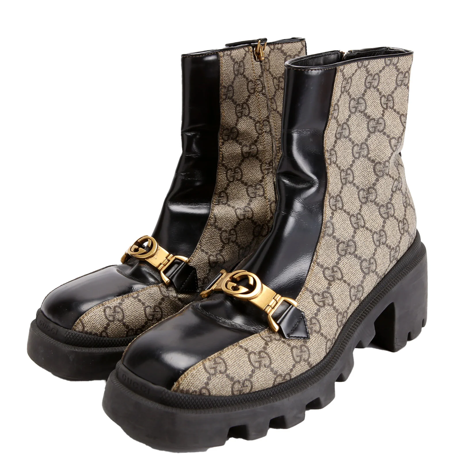 GG Supreme Interlocking Boot Size 40 Beige/Black