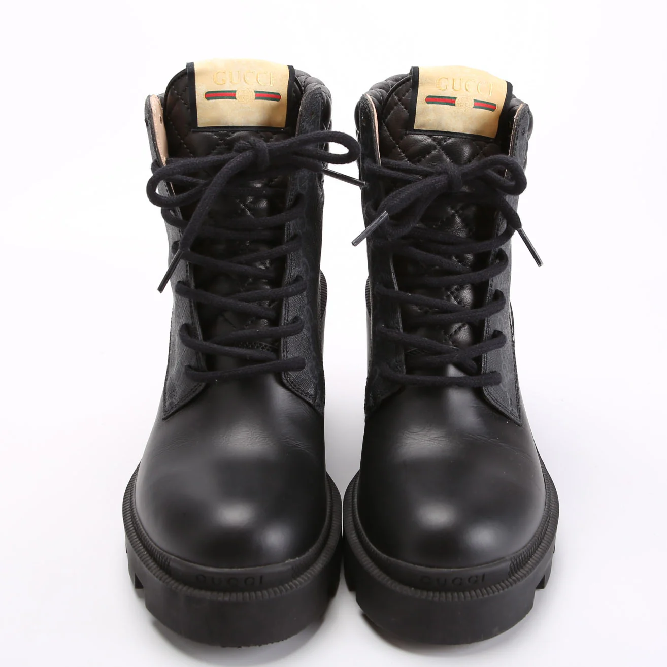 GG Supreme/Quilted Leather Lace Up Ankle Boots Size 37.5 - Image 2