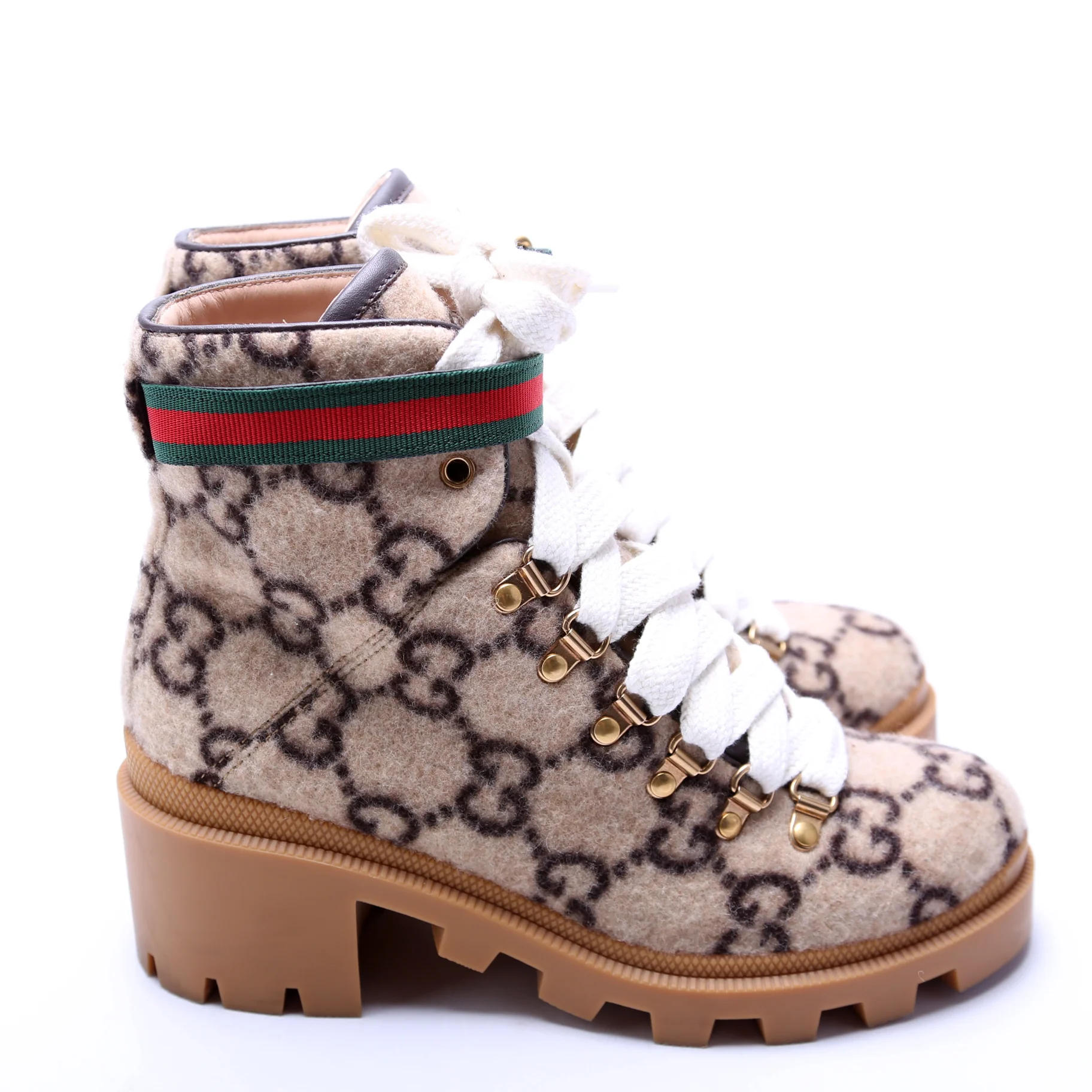 GG Wool Sylvie Combat Boots Size 37 Brown - Image 3