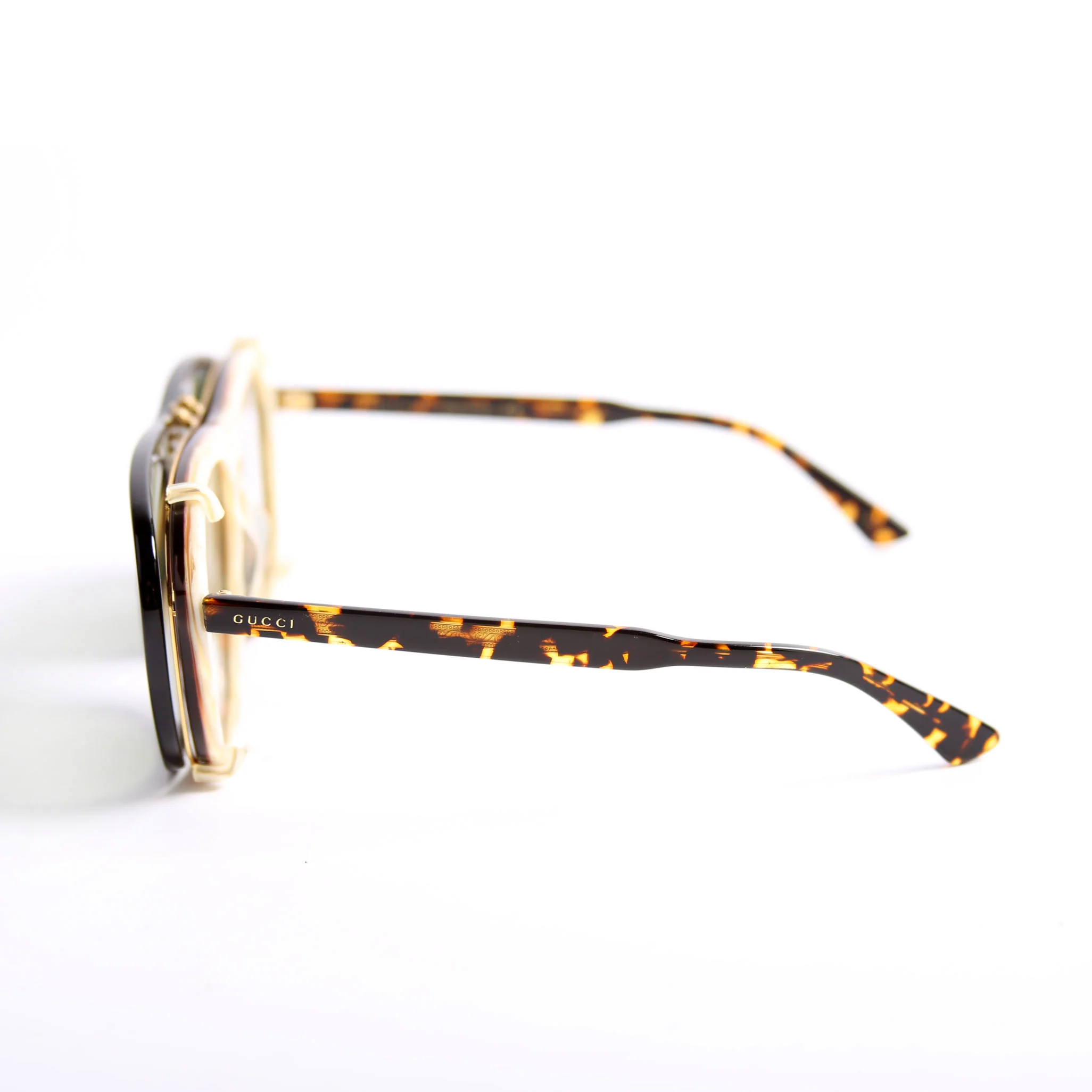 GG0128S Aviator With Clip-On Frame Sunglasses Brown/Black - Image 2