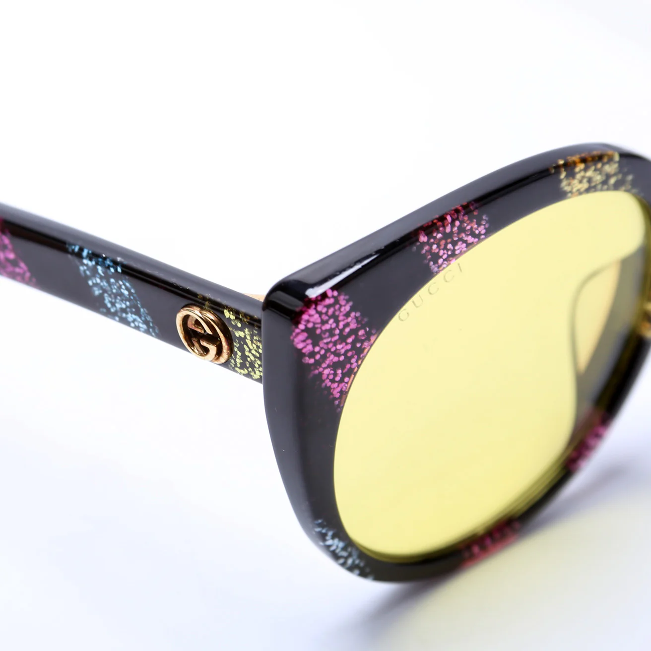 GG0325SA Round Cat Eye Glitter Sunglasses Multicolor/Yellow - Image 2