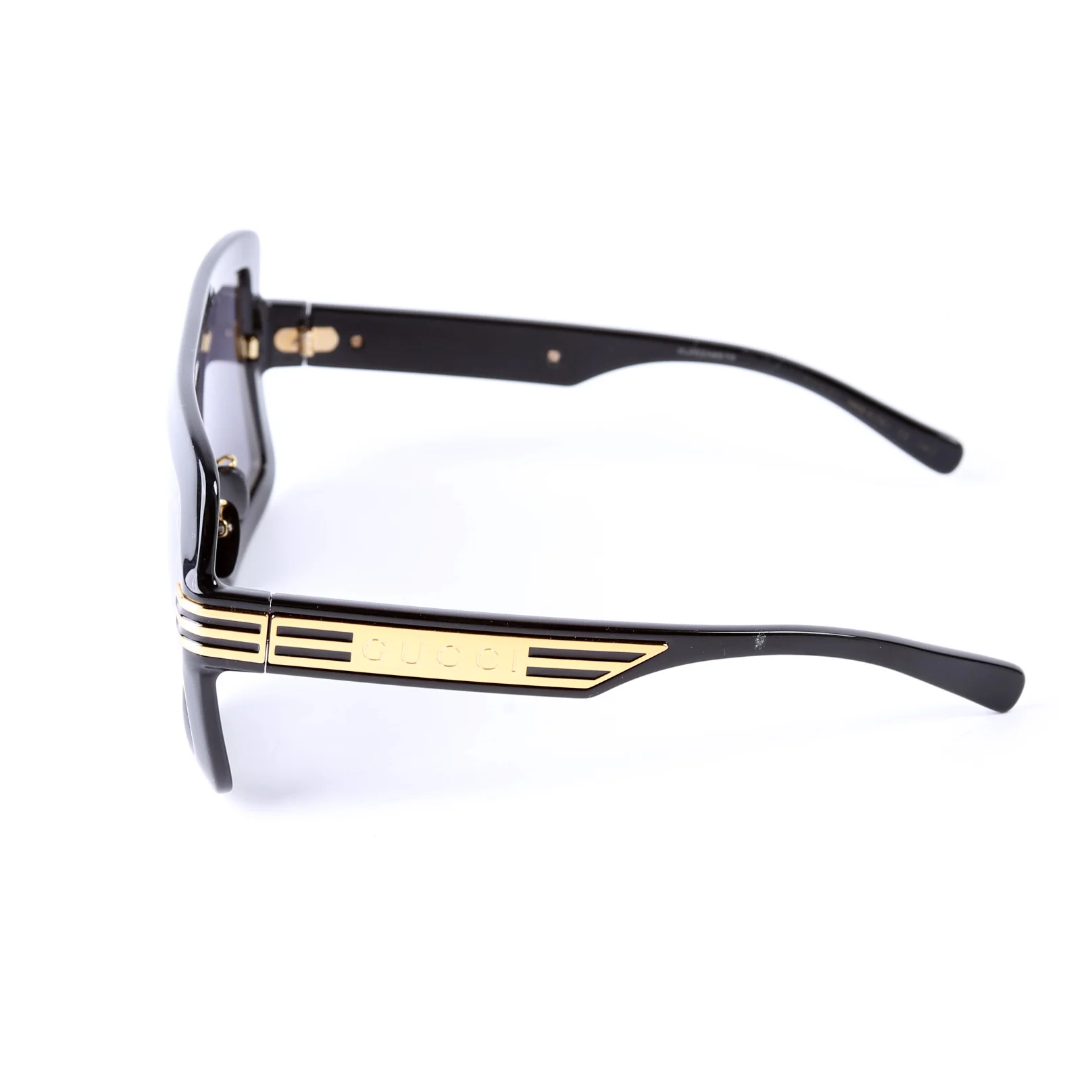 GG0900S Acetate Shield Sunglasses Black/Gold - Image 2