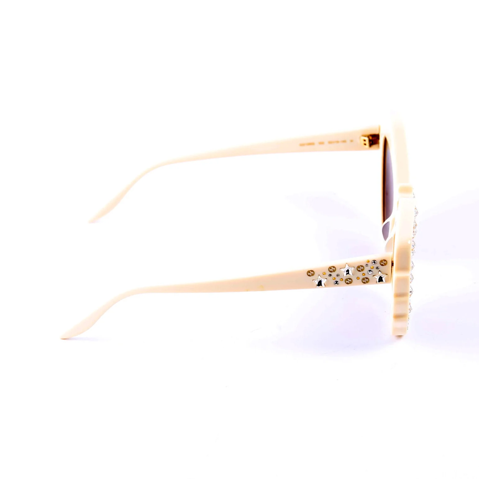 GG1095S 002 Cateye Crystal Sunglasses Cream - Image 3